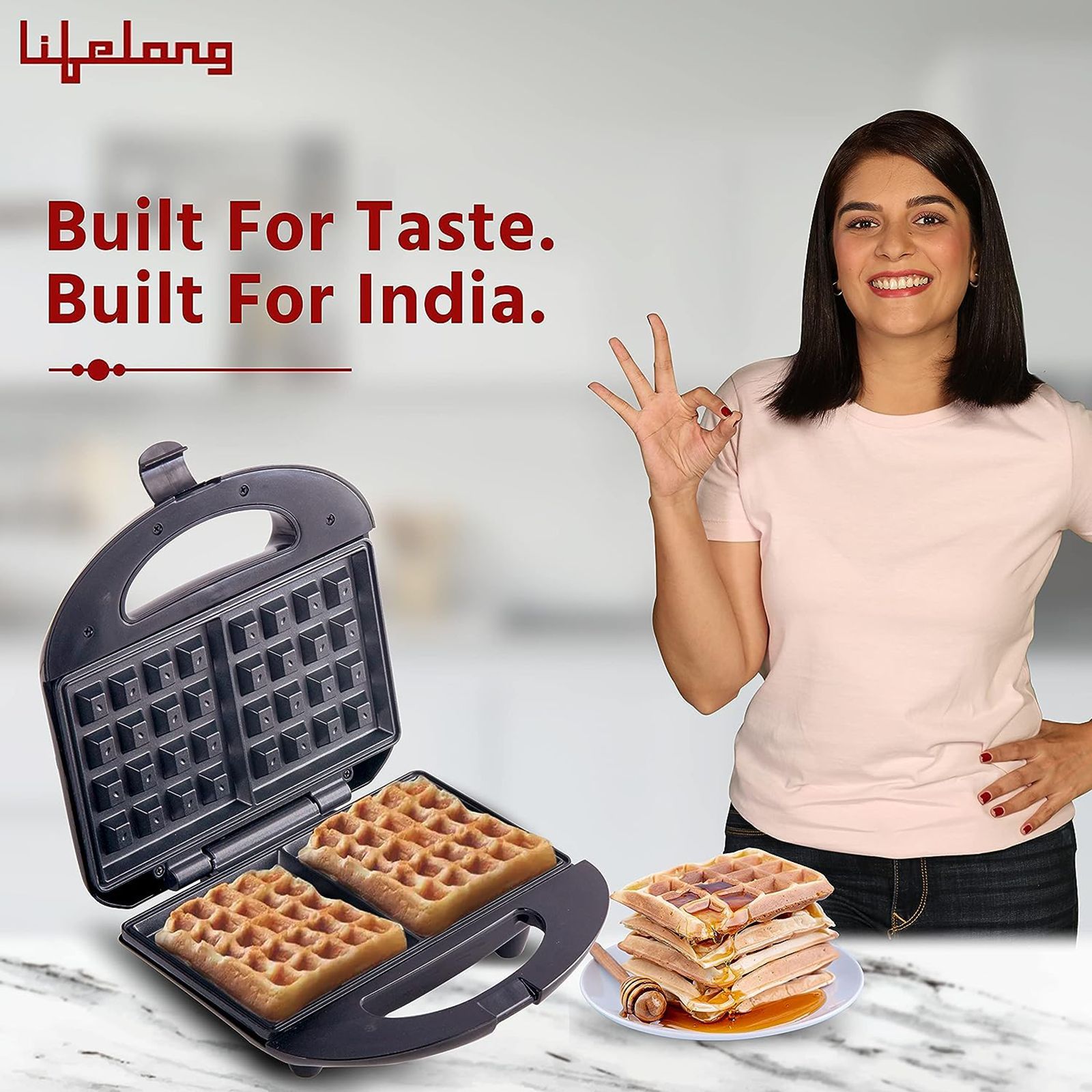 Lifelong LLWM105 750W 2 Slice Waffle Maker with Automatic Temperature Control (Black)_9