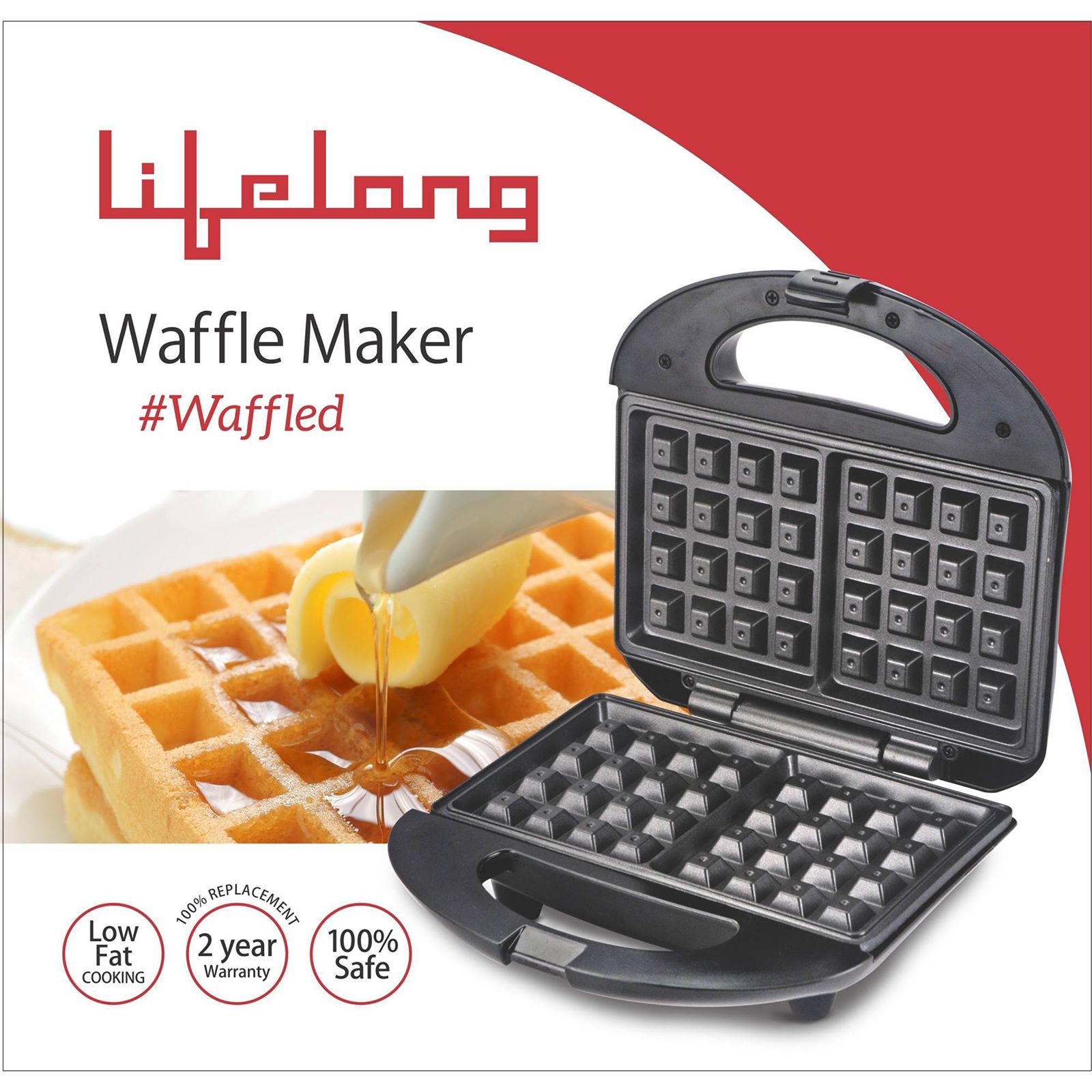 Lifelong LLWM105 750W 2 Slice Waffle Maker with Automatic Temperature Control (Black)_13