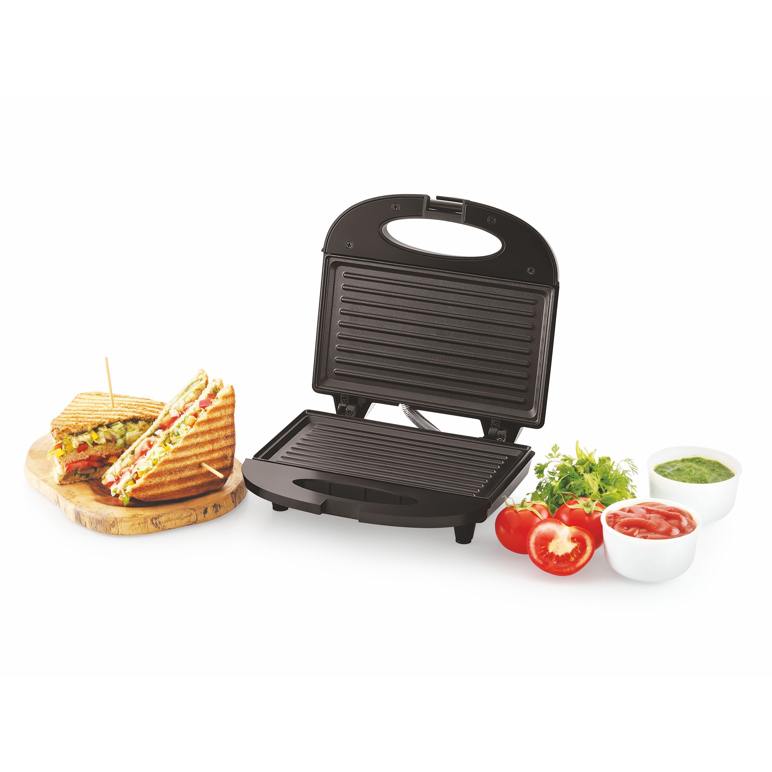 BOSS Panino 800 Watts 2 Slice Automatic Sandwich Maker (Non-stick Coated Cooking Plates, Black)_5