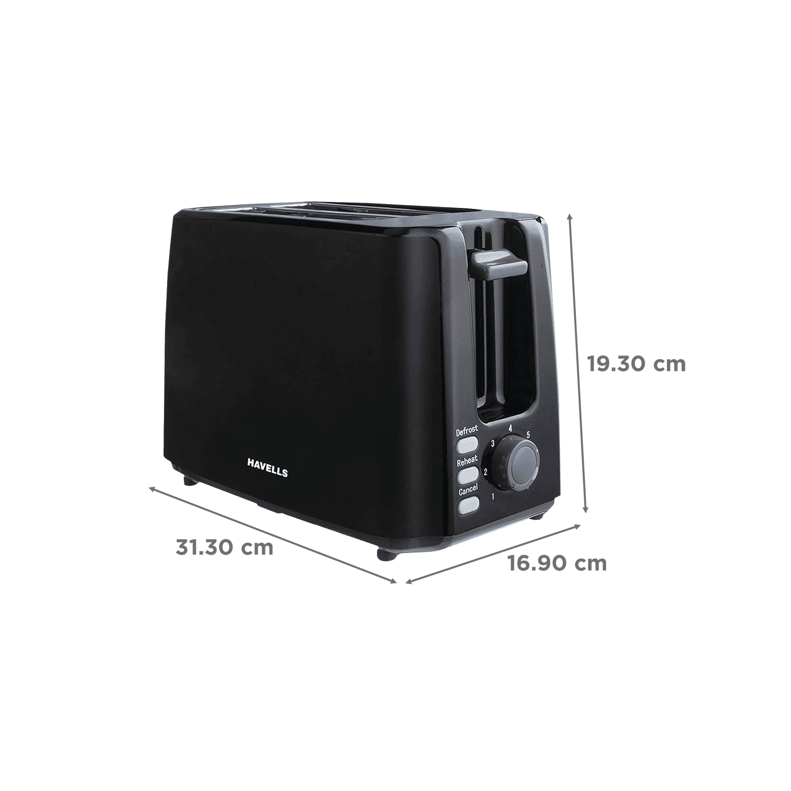 HAVELLS Crisp Plus 750 Watts 2 Slice Pop-up Toaster with Electronic Variable Browning(Black)_2