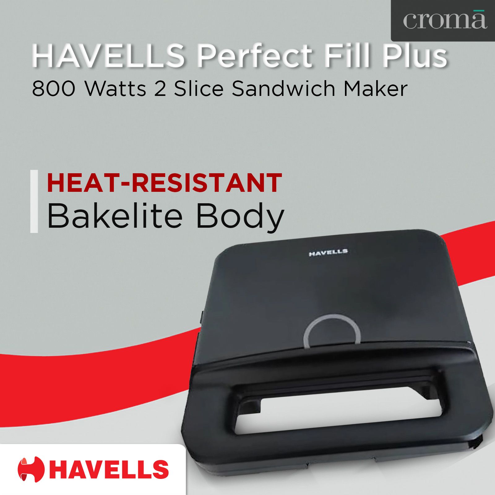 HAVELLS Perfect Fill Plus 800 Watts 2 Slice Sandwich Maker (Non-Stick Grill Plates, Black)_11