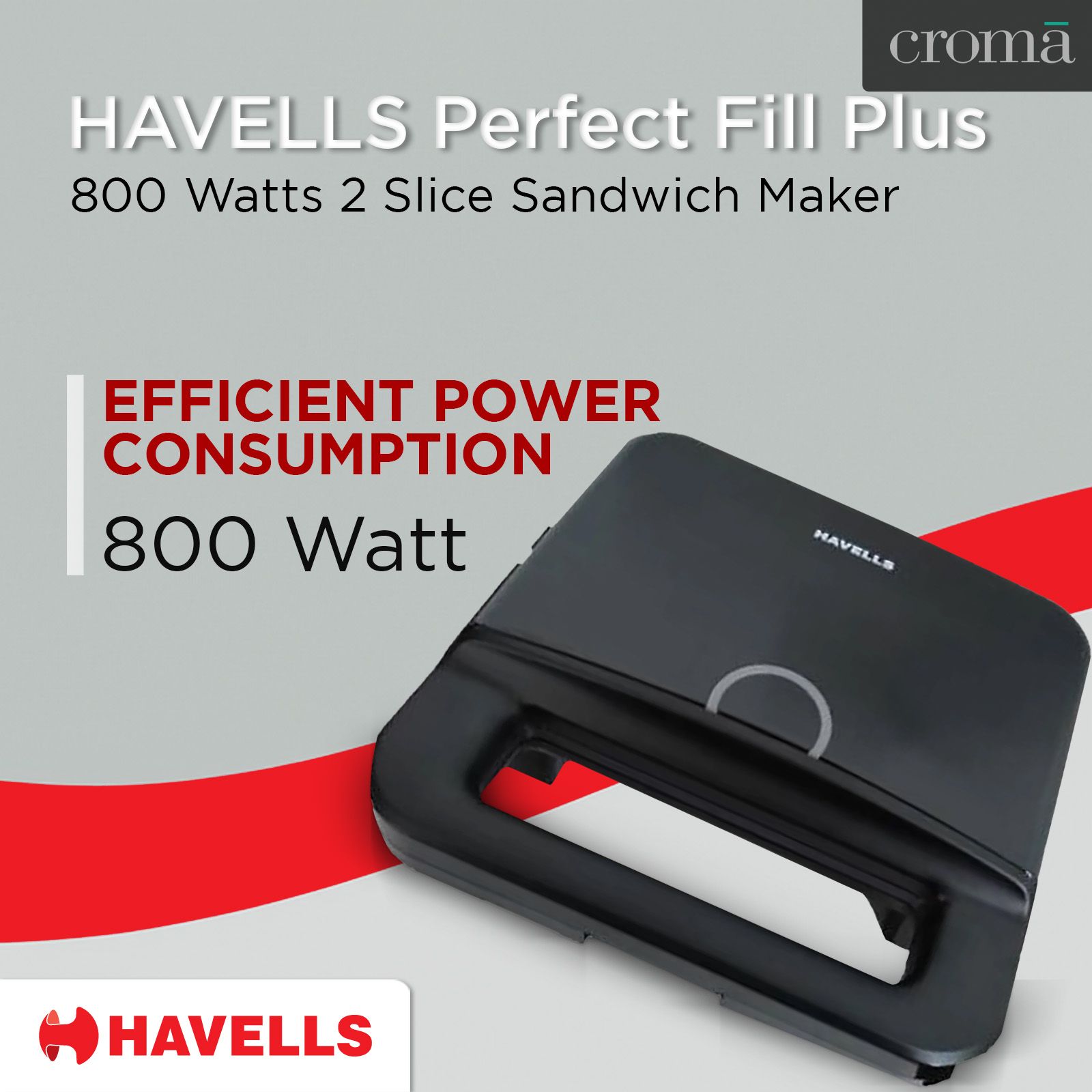 HAVELLS Perfect Fill Plus 800 Watts 2 Slice Sandwich Maker (Non-Stick Grill Plates, Black)_7
