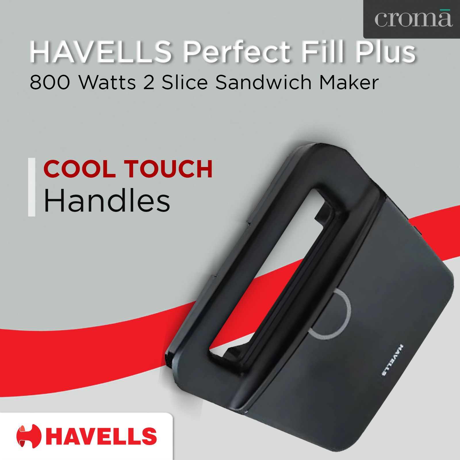 HAVELLS Perfect Fill Plus 800 Watts 2 Slice Sandwich Maker (Non-Stick Grill Plates, Black)_9