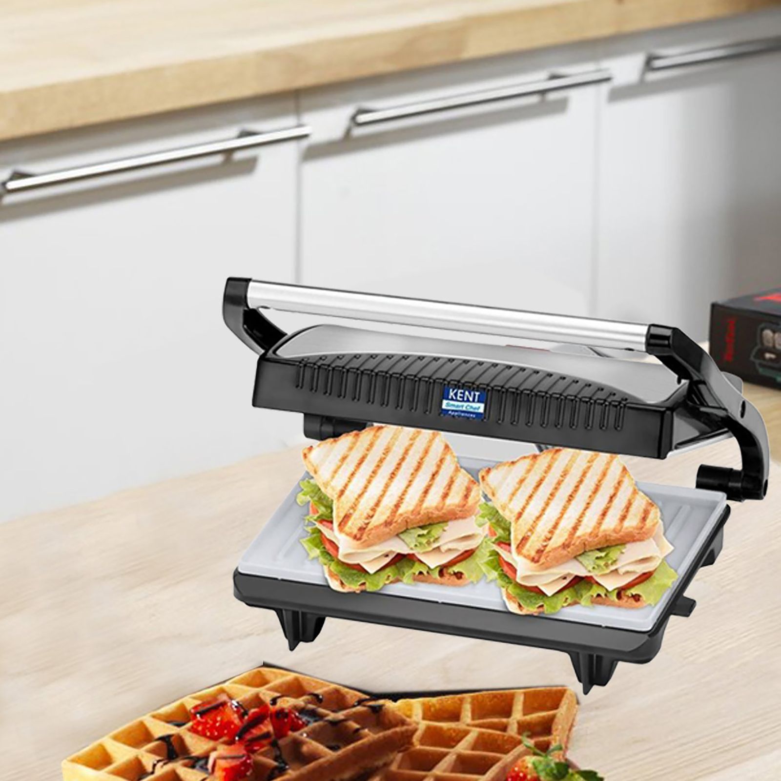 KENT 700W 2 Slice Sandwich Maker with Automatic Temperature Cut Off (Metallic Silver)_5