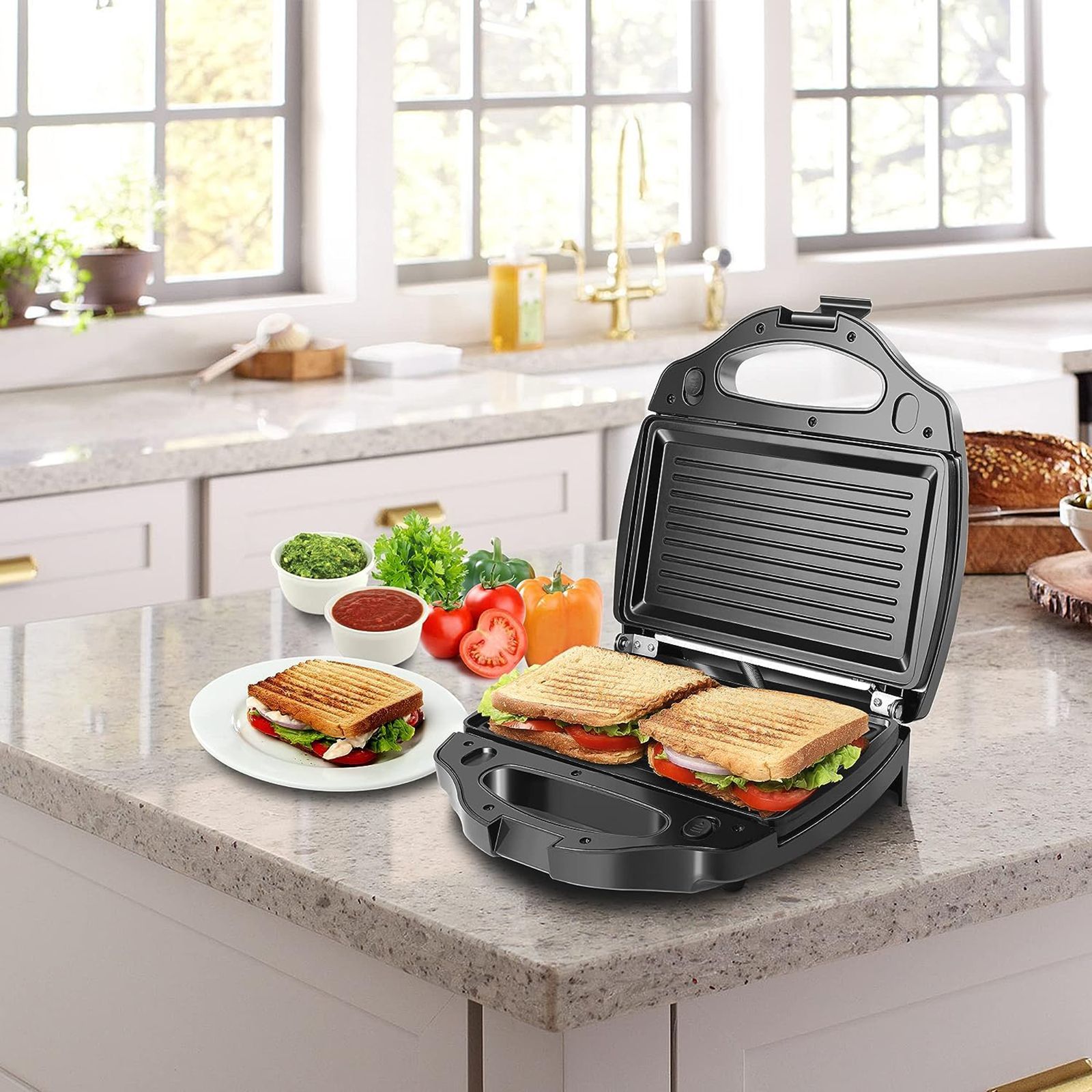 Russell Hobbs RST750M2S 750W 2 Slice 2-in-1 Sandwich Maker with Thermostat Control (Black)_5