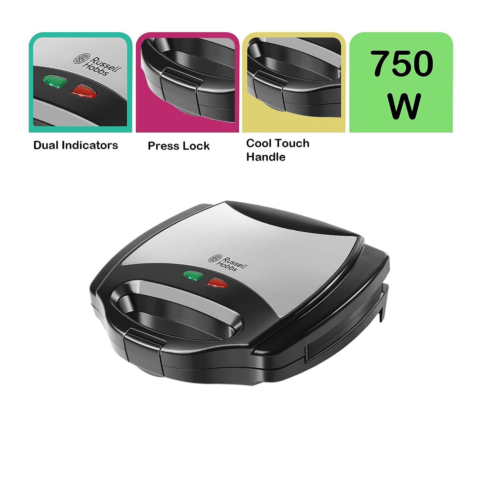 Russell Hobbs RST750M2S 750W 2 Slice 2-in-1 Sandwich Maker with Thermostat Control (Black)_8