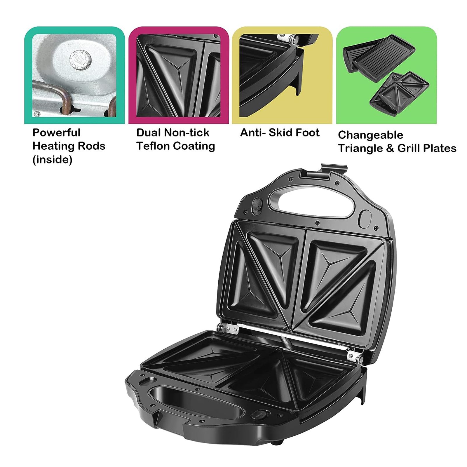 Russell Hobbs RST750M2S 750W 2 Slice 2-in-1 Sandwich Maker with Thermostat Control (Black)_11
