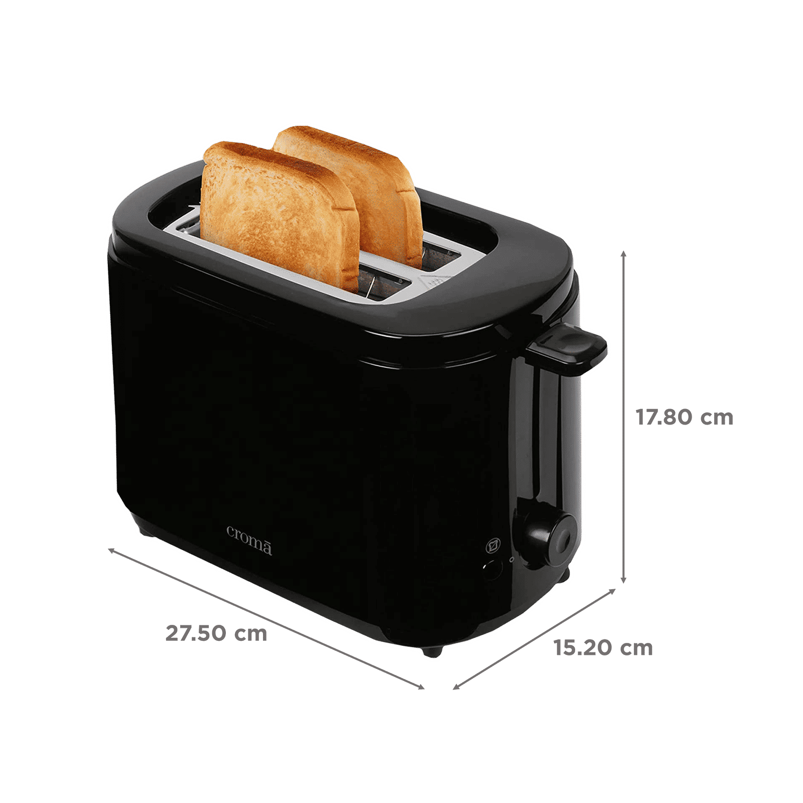 Croma 750W 2 Slice Pop-Up Toaster with Removable Crumb Tray (Black) Croma 750W 2 Slice Pop-Up Toaster with Removable Crumb Tray (Black)_2