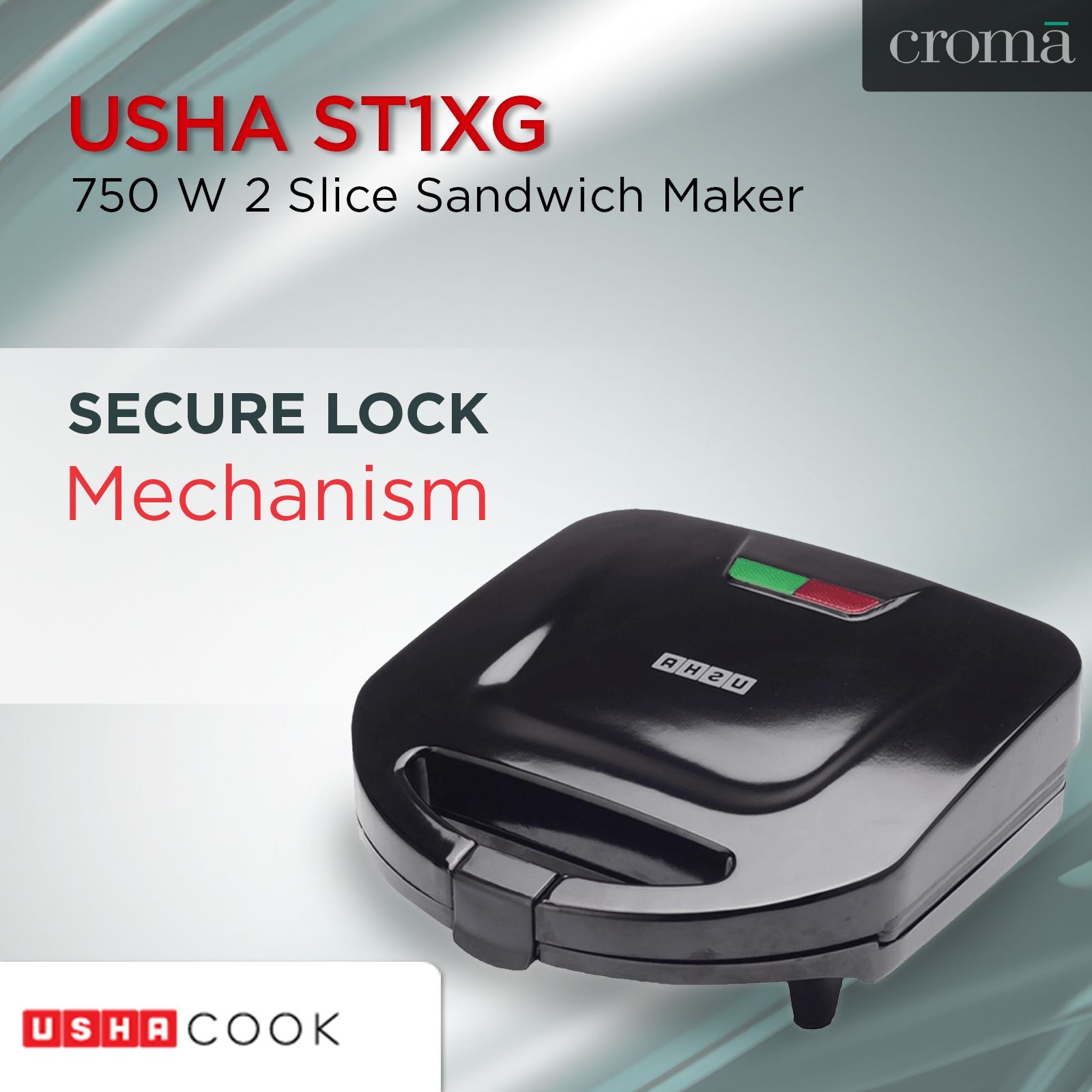 USHA ST 4272 SSG 750W 2 Slice Sandwich Maker with Shockproof (Black)_9