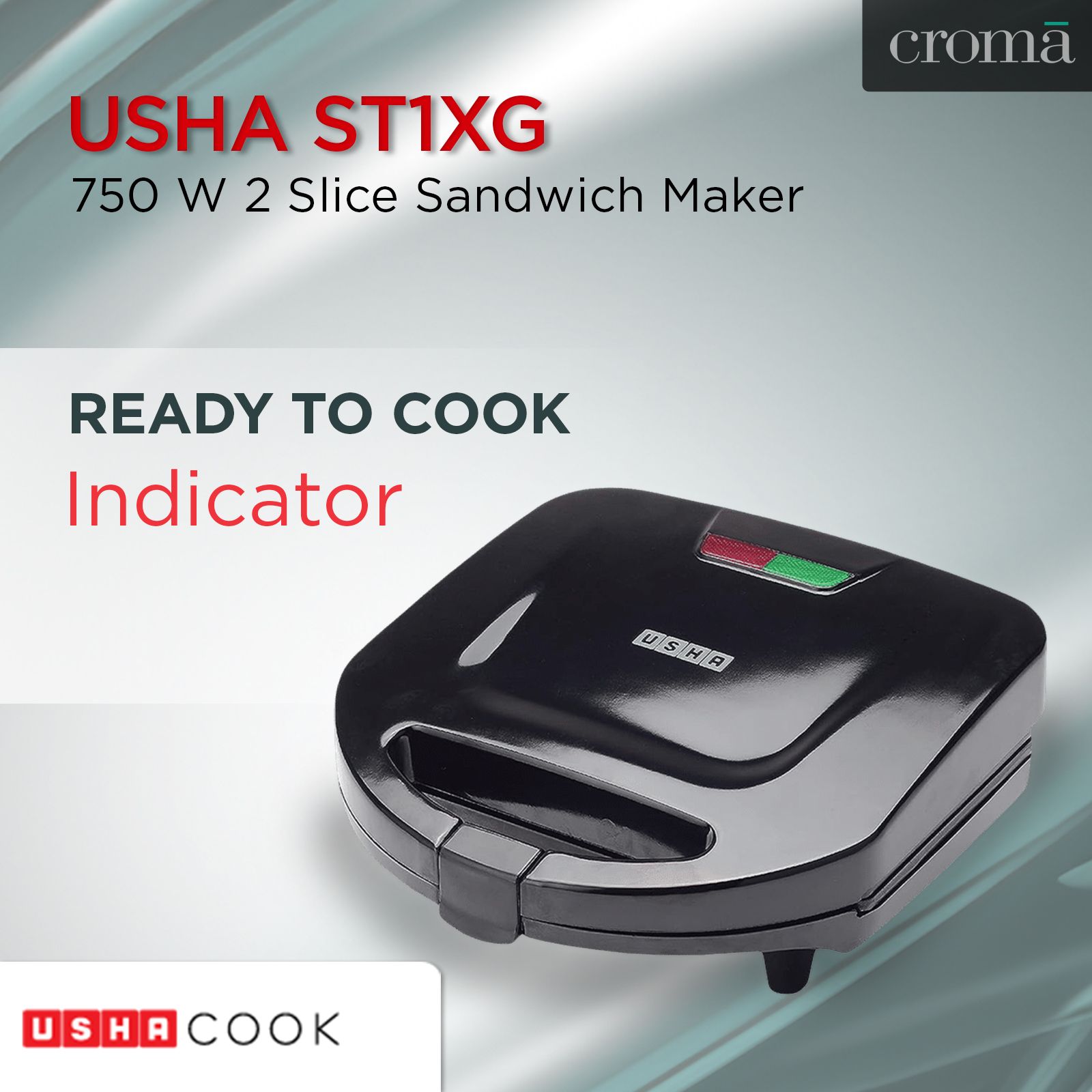 USHA ST 4272 SSG 750W 2 Slice Sandwich Maker with Shockproof (Black)_10