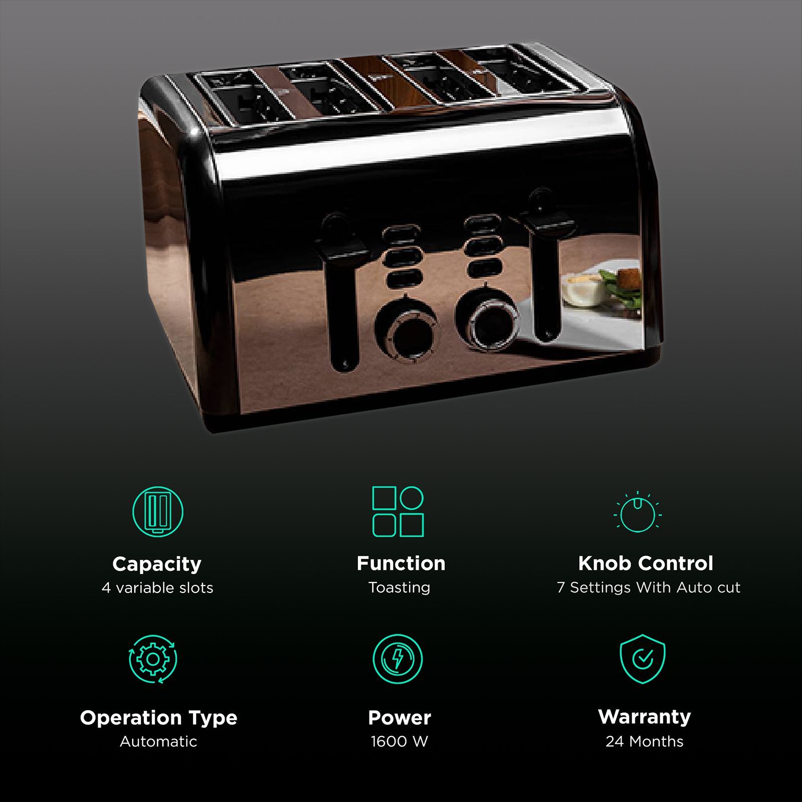 HAFELE 1350-1600W 4 Slice Pop-Up Toaster with Dual Independent Control (Gothic Grey)_3