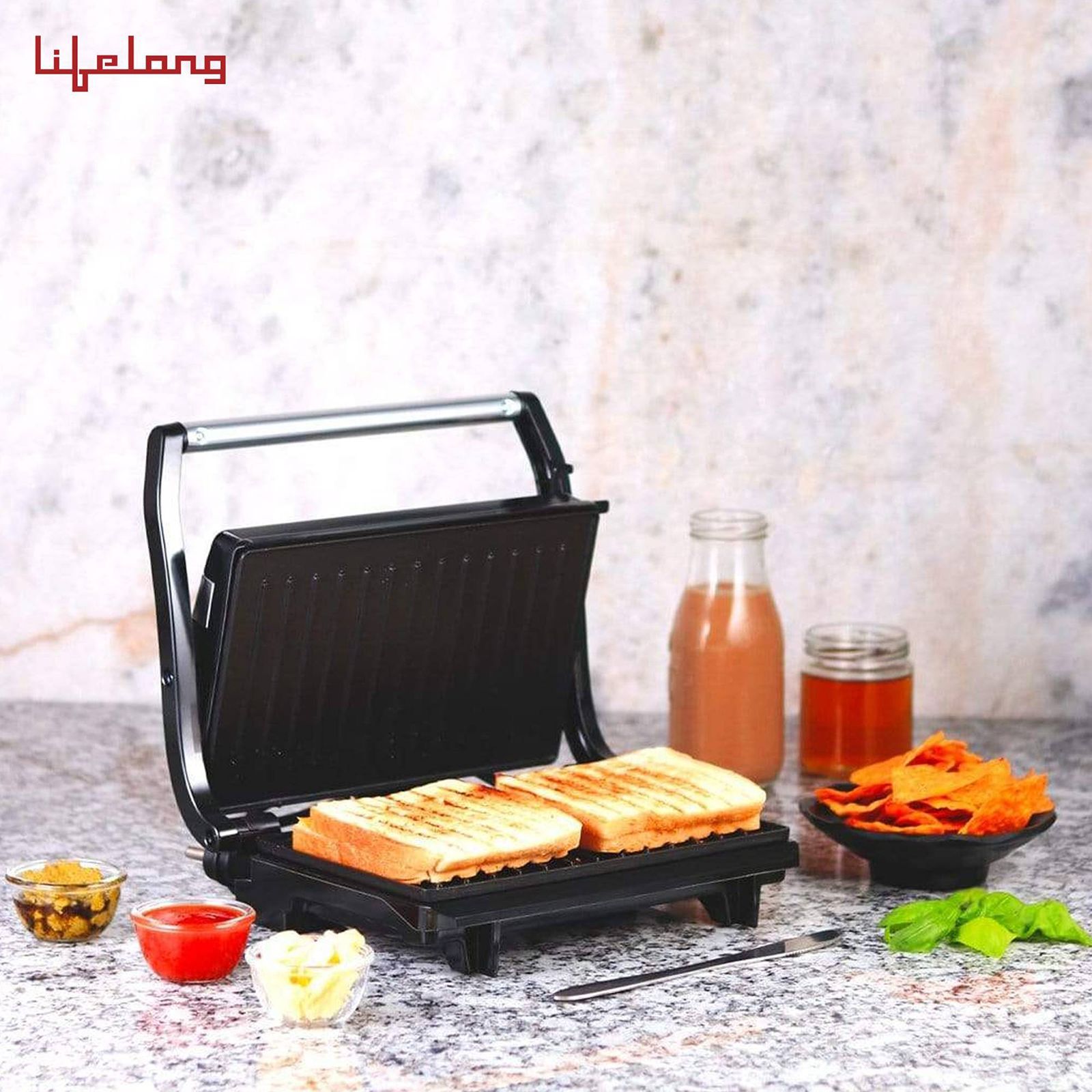 Lifelong LLTG01 1500W 4 Slice Sandwich Maker with Variable Heat Control (Silver)_5