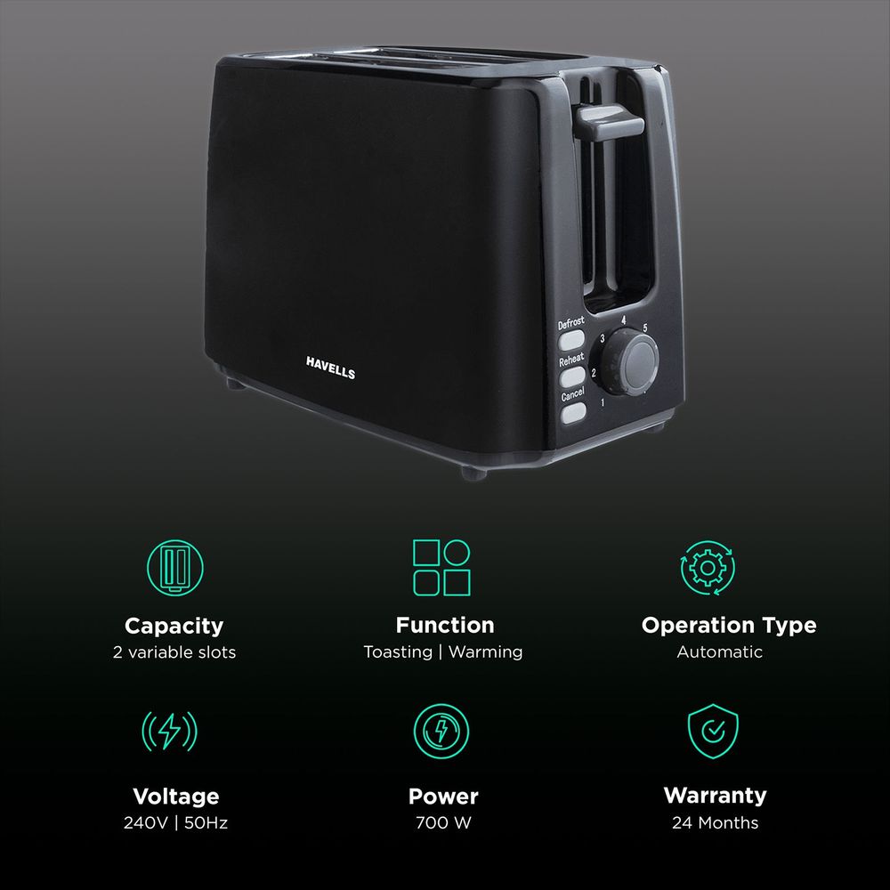 Kitchen Plus Toaster Buy HAVELLS Crisp Plus 700W 2 Slice Pop-Up Toaster with 7 Heat Setting ...
