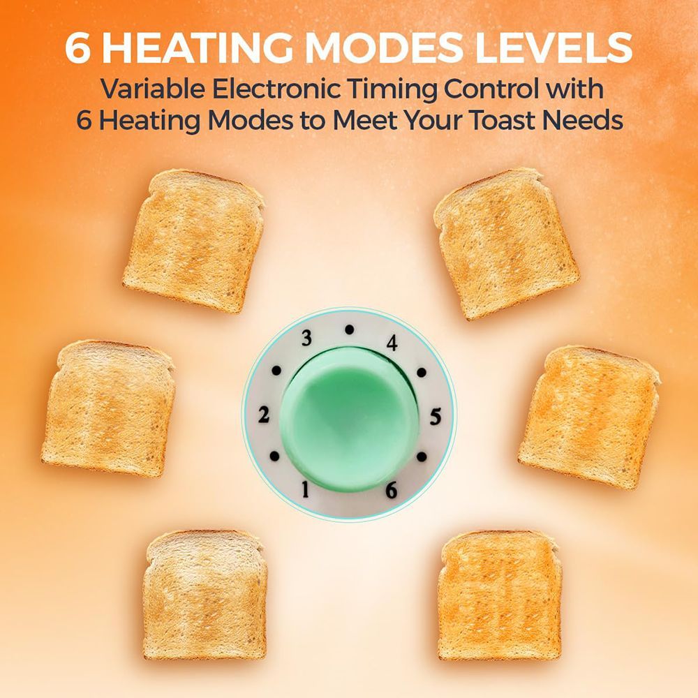 KENT Crisp 650-750W 2 Slice Pop-Up Toaster with 6 Heat Setting (White)_10