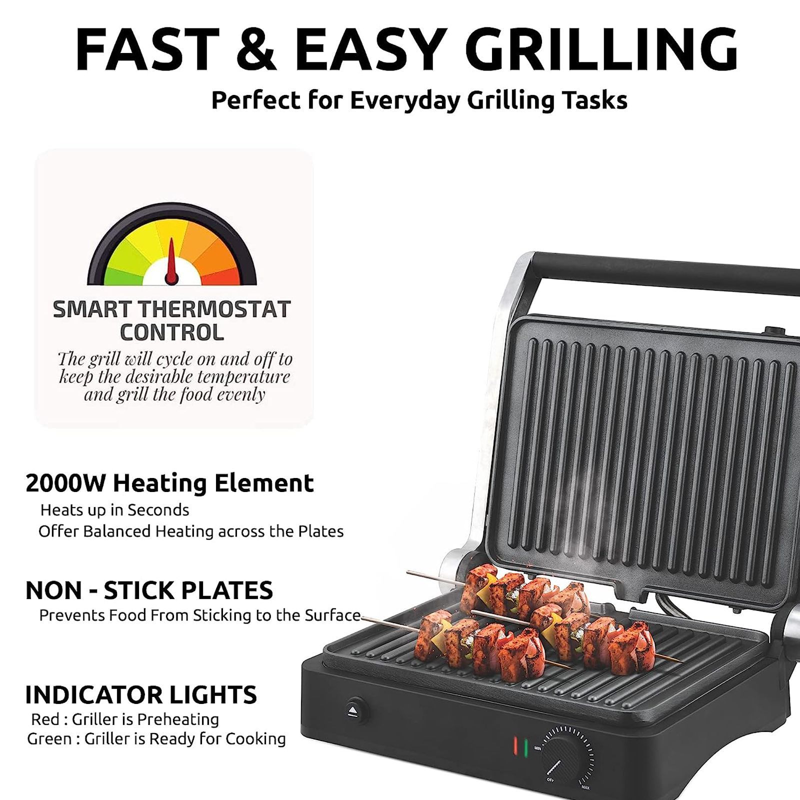 WARMEX 2000W 4 Slice Sandwich Maker with Over Heating Protection (Black)_9