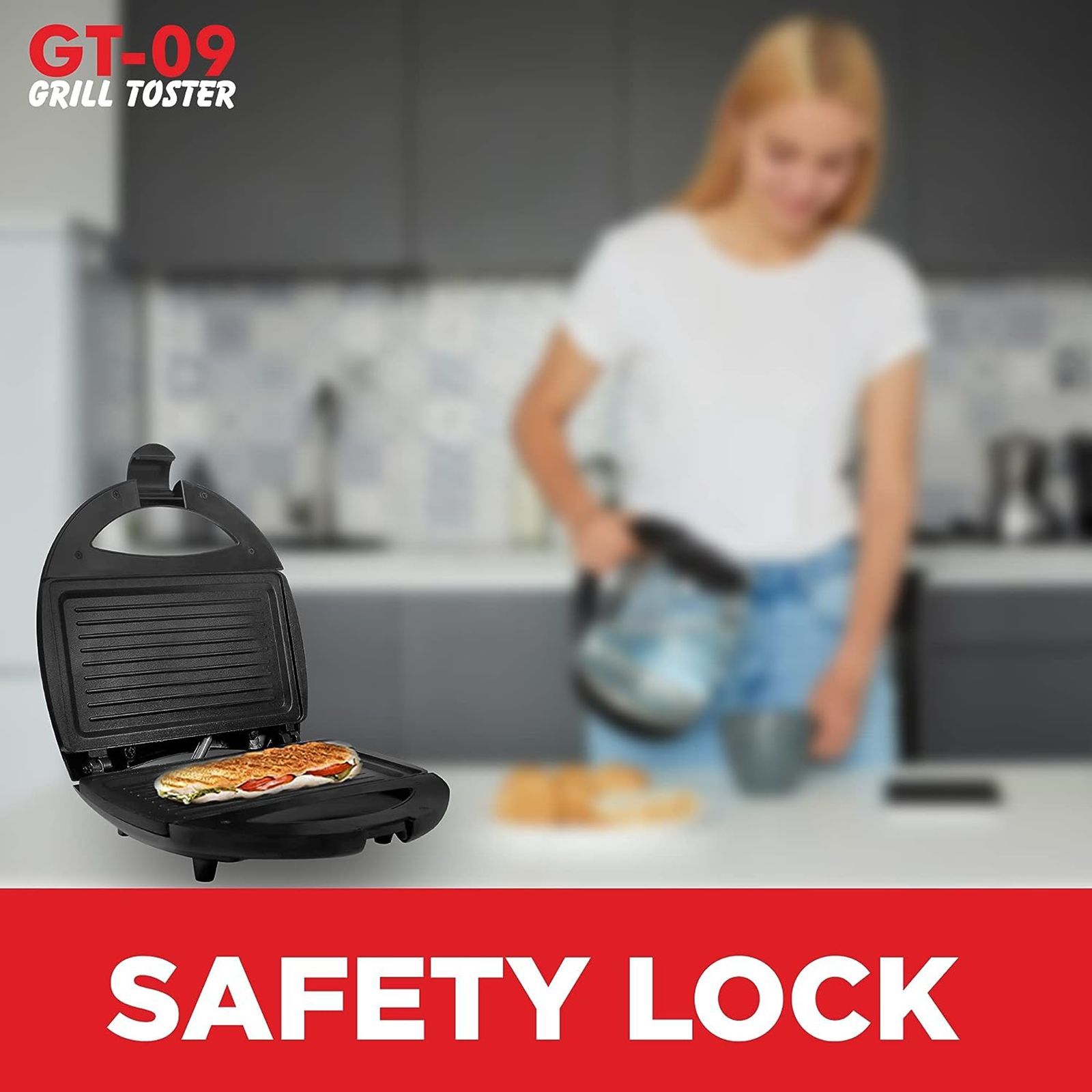 WARMEX GT-09 750W 1 Slice Sandwich Maker with Auto Shut Off (Black)_4