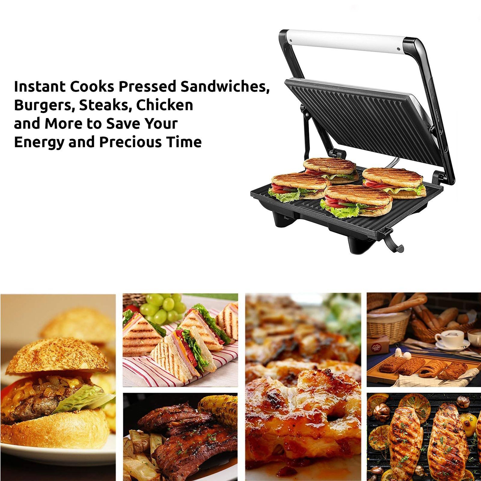WARMEX 1800-2000W 4 Slice Sandwich Maker with Adjustable Height Control (Black)_6