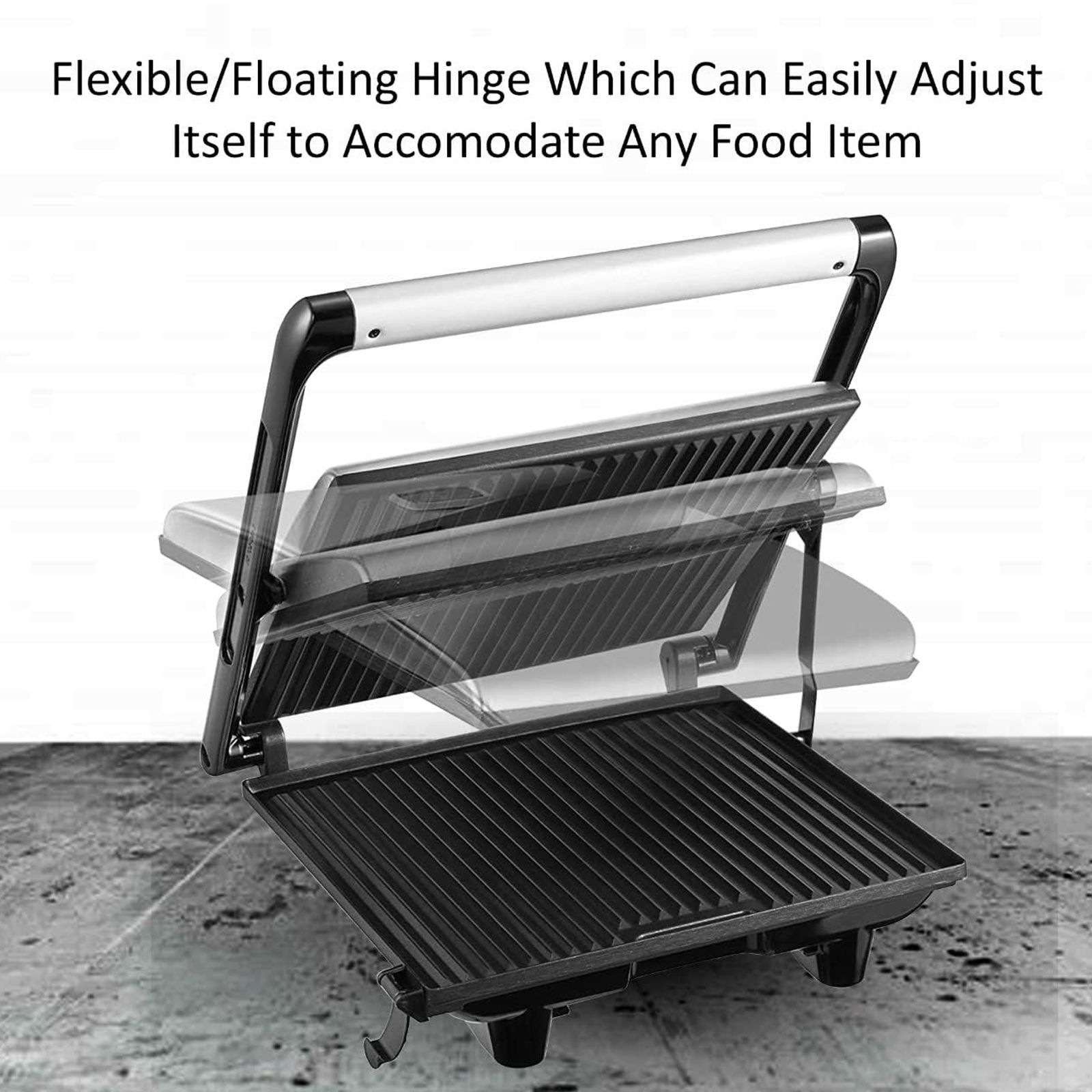 WARMEX 1800-2000W 4 Slice Sandwich Maker with Adjustable Height Control (Black)_8