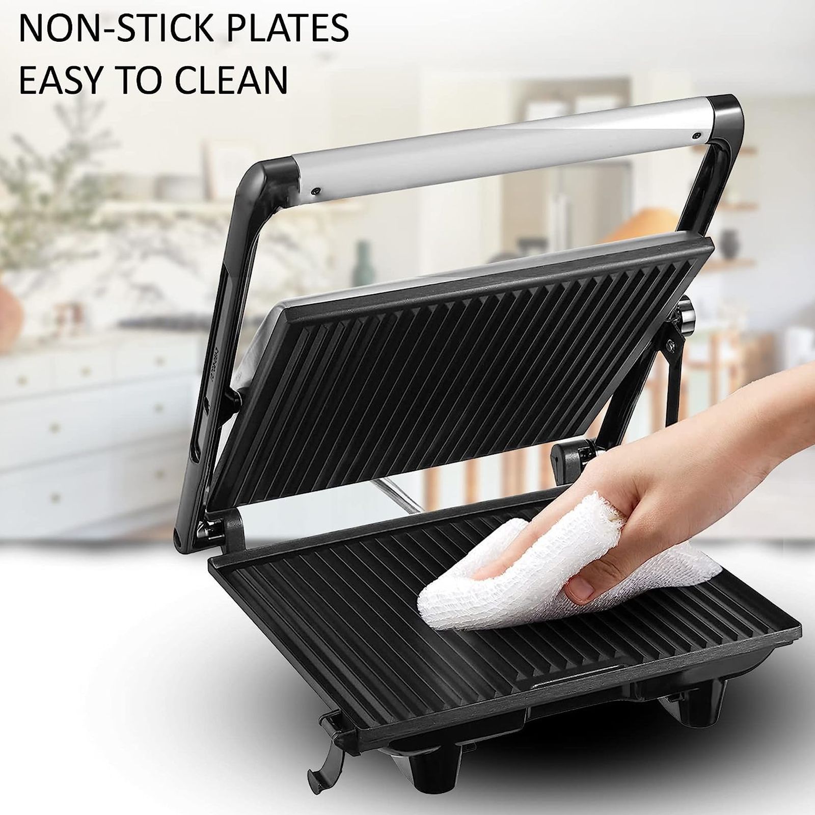 WARMEX 1800-2000W 4 Slice Sandwich Maker with Adjustable Height Control (Black)_9