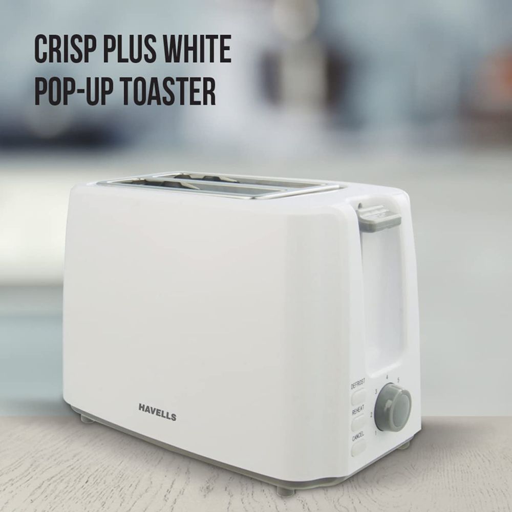 HAVELLS Crisp Plus 700W 2 Slice Pop-Up Toaster with 7 Heat Setting (White)_5
