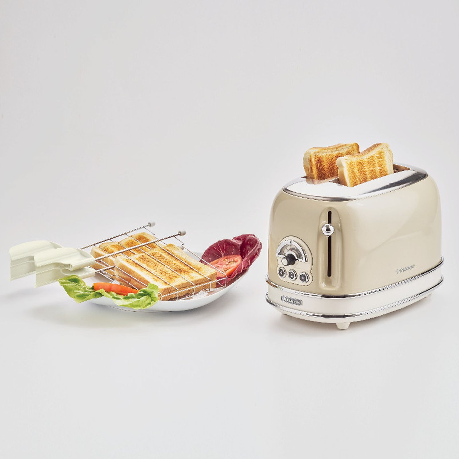 Ariete Vintage 810W 2 Slice Pop-Up Toaster with 6 Different Toasting Levels (Beige)_4