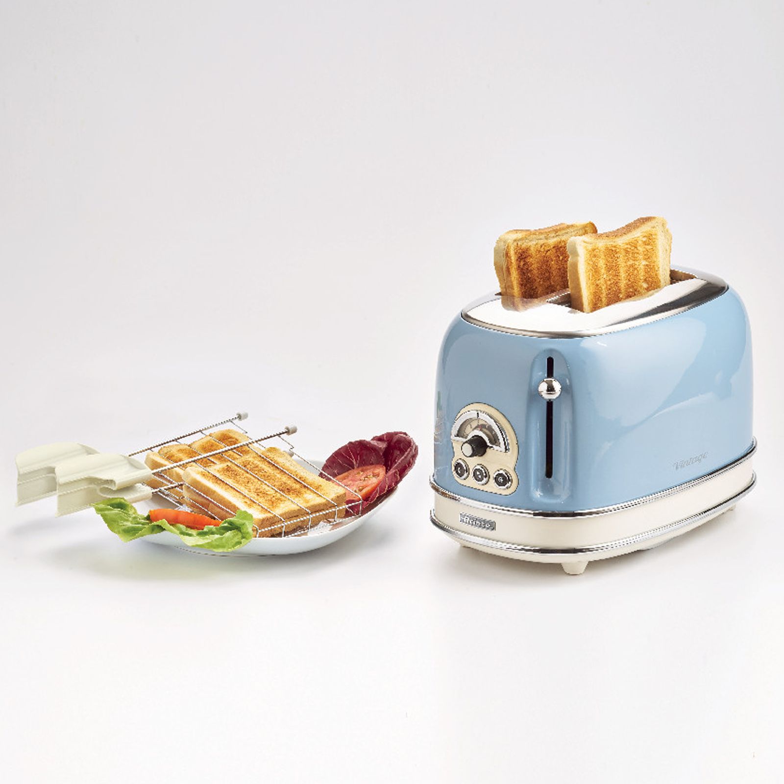 Ariete Vintage 810W 2 Slice Pop-Up Toaster with 6 Different Toasting Levels (Blue) _4