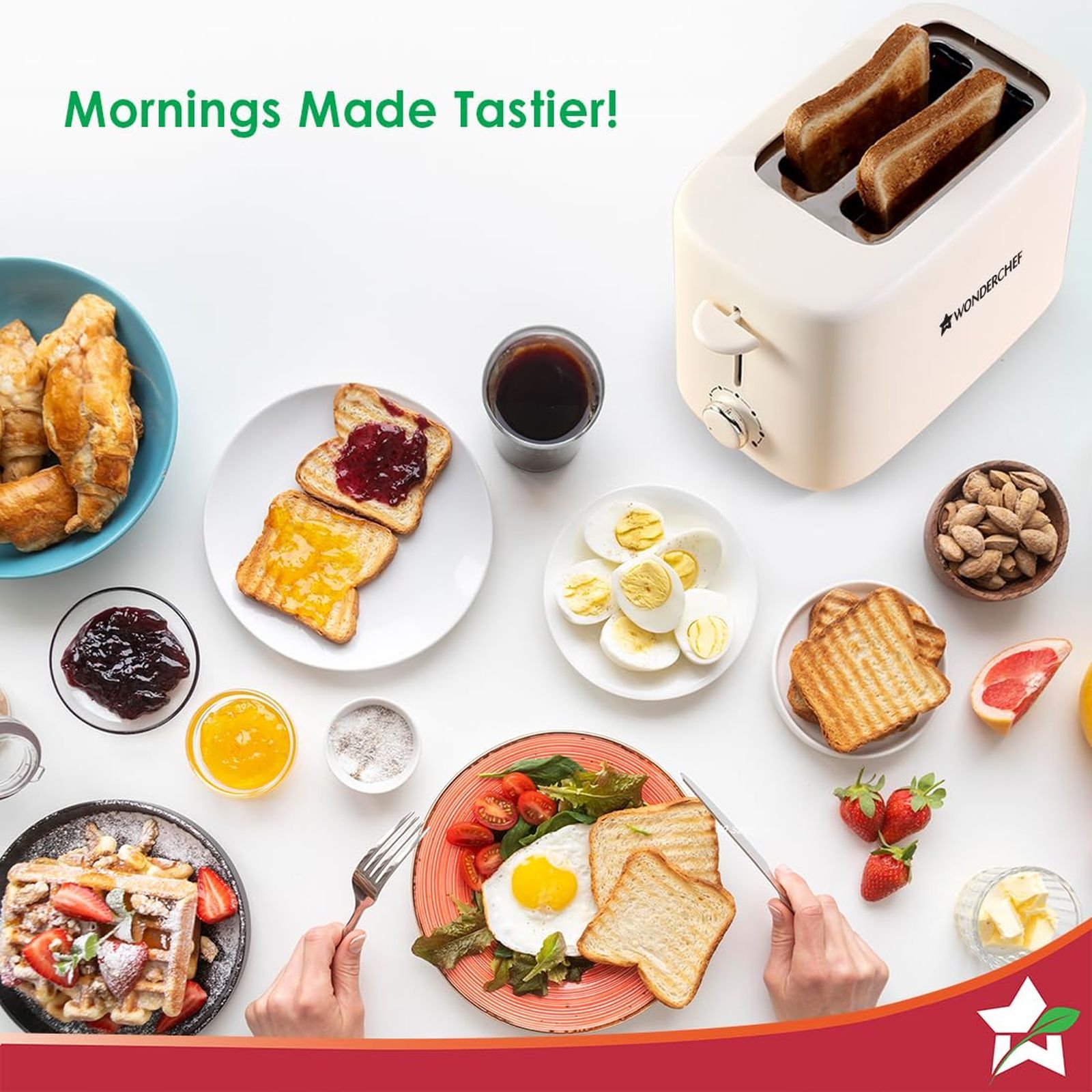 WONDERCHEF Bellagio 800W 2 Slice Pop-Up Toaster with 6 Level Browning Controls (White) WONDERCHEF Bellagio 800W 2 Slice Pop-Up Toaster with 6 Level Browning Controls (White)_5