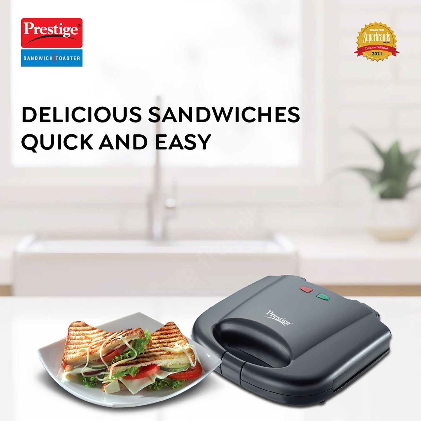 Prestige PGMFB 800W 2 Slice Sandwich Maker with Indicator Light (Black)_4