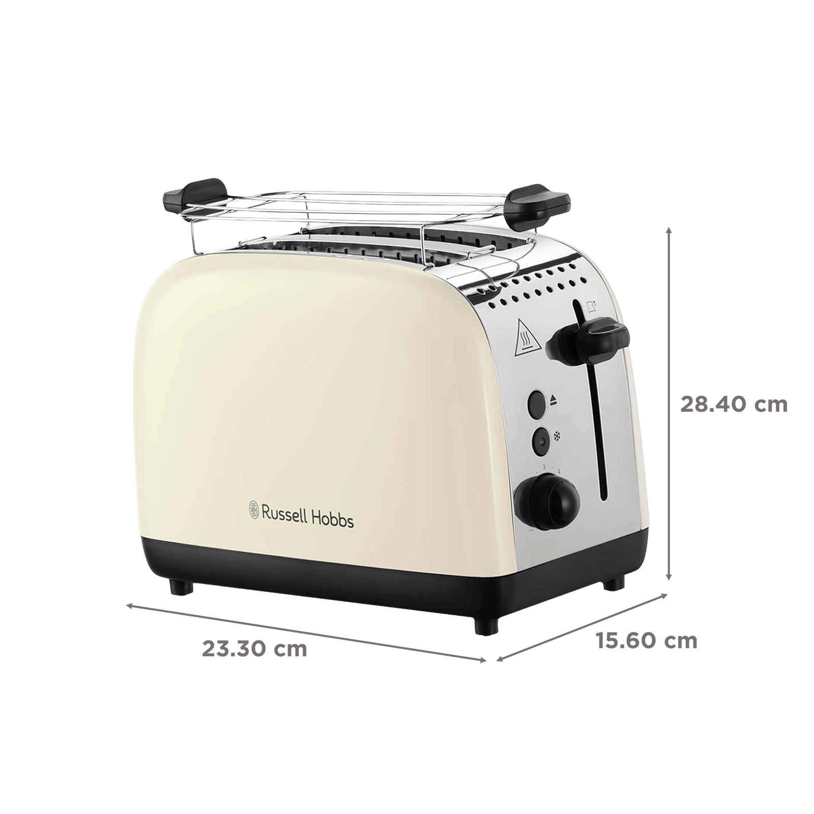 Russell Hobbs Colours Plus 1600W 2 Slice Pop-Up Toaster with Browning Levels (Cream) Russell Hobbs Colours Plus 1600W 2 Slice Pop-Up Toaster with Browning Levels (Cream)_2
