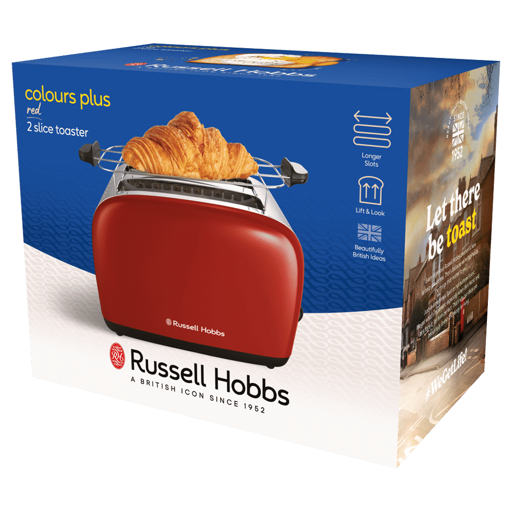Russell Hobbs Colours Plus 1600W 2 Slice Pop-up Toaster with 6 Temperature Settings (Red) Russell Hobbs Colours Plus 1600W 2 Slice Pop-up Toaster with 6 Temperature Settings (Red)_10