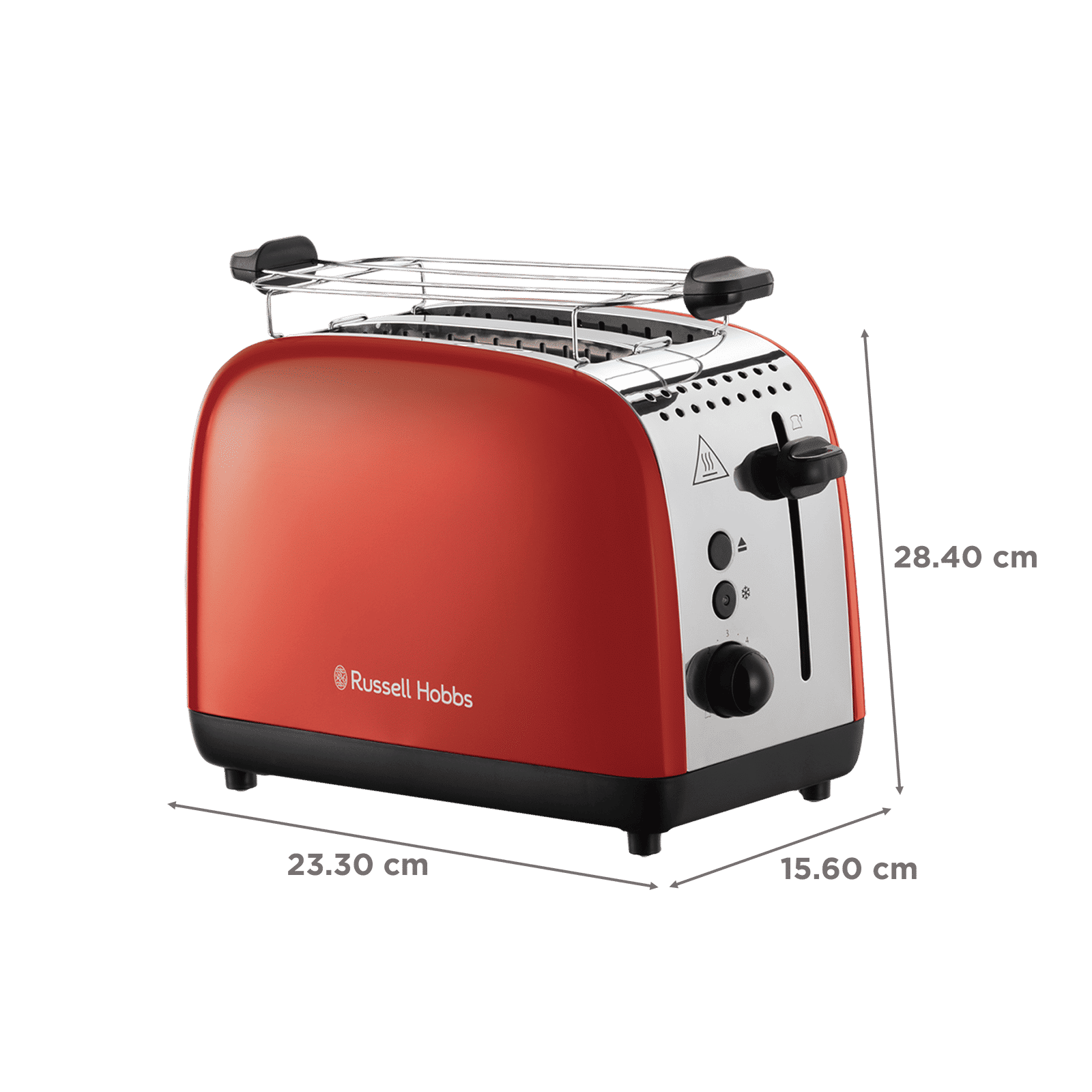 Russell Hobbs Colours Plus 1600W 2 Slice Pop-up Toaster with 6 Temperature Settings (Red) Russell Hobbs Colours Plus 1600W 2 Slice Pop-up Toaster with 6 Temperature Settings (Red)_2