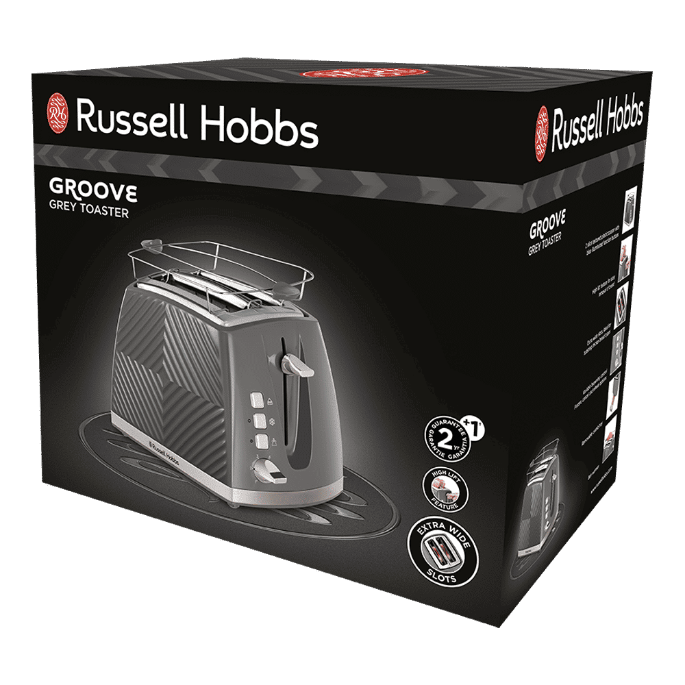 Russell Hobbs Groove 850W 2 Slice Pop-up Toaster with 6 Temperature Settings (Grey)_10