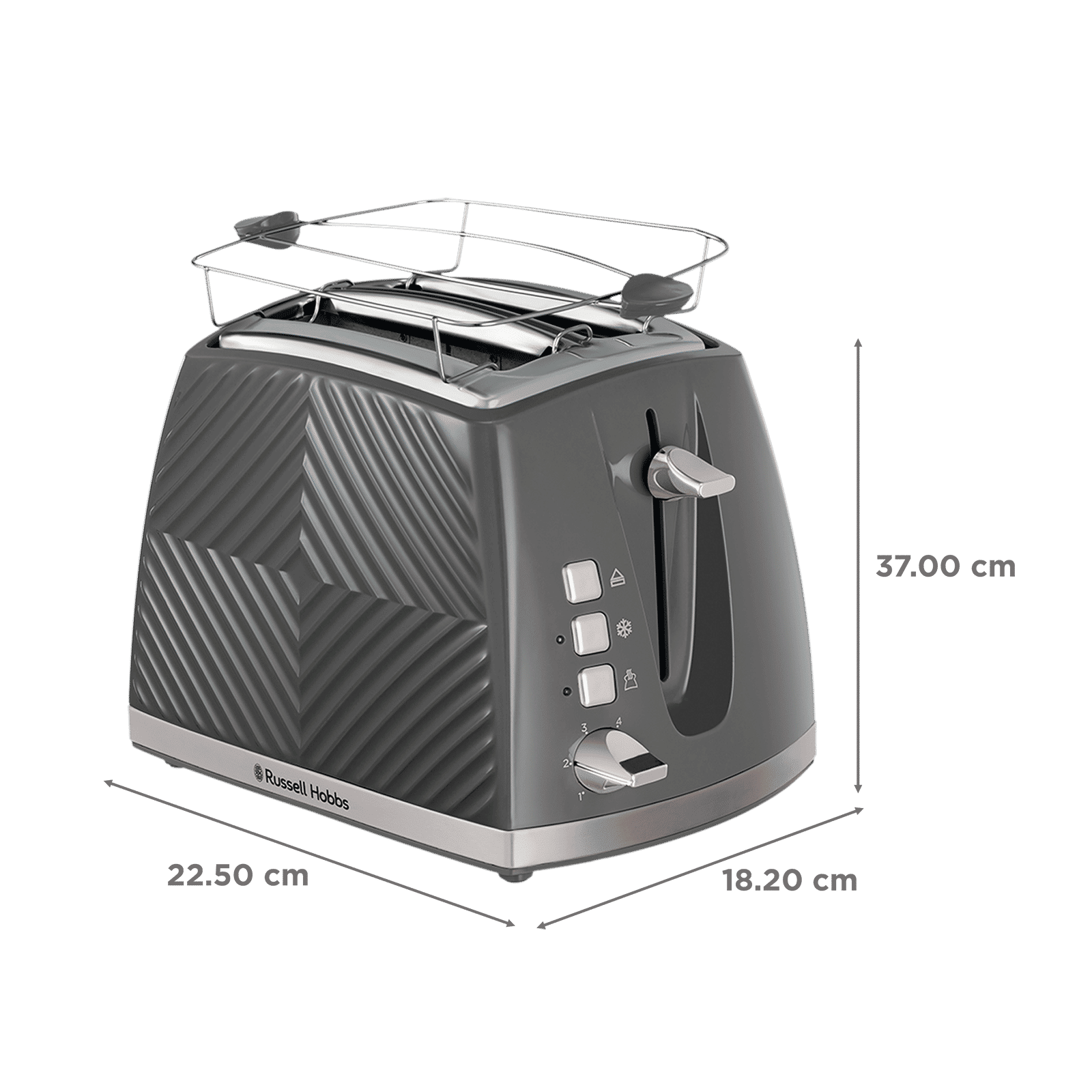 Russell Hobbs Groove 850W 2 Slice Pop-up Toaster with 6 Temperature Settings (Grey)_2