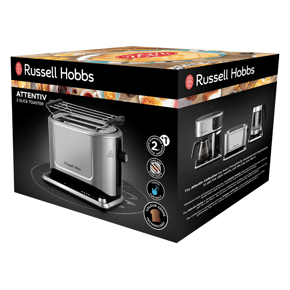 Russell Hobbs Attentive 1640W 2 Slice Pop-up Toaster with Touch Screen Control (Grey)_9
