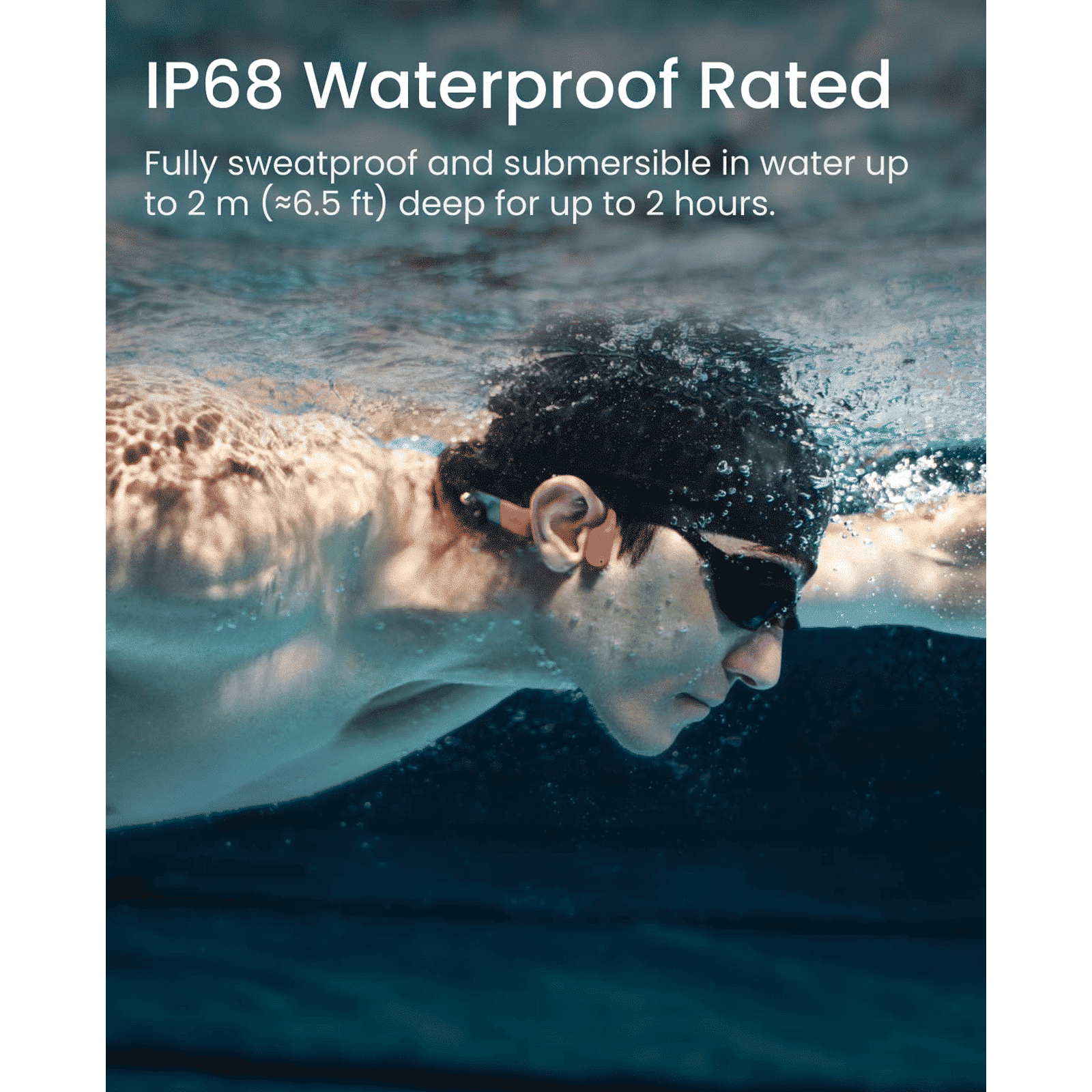 SHOKZ OpenSwim Pro Bone Conduction Bluetooth Headphone with Environmental Noise Cancellation (IP68 Waterproof, Built For Swimming, Red) SHOKZ OpenSwim Pro Bone Conduction Bluetooth Headphone with Environmental Noise Cancellation (IP68 Waterproof, Built For Swimming, Red)_7