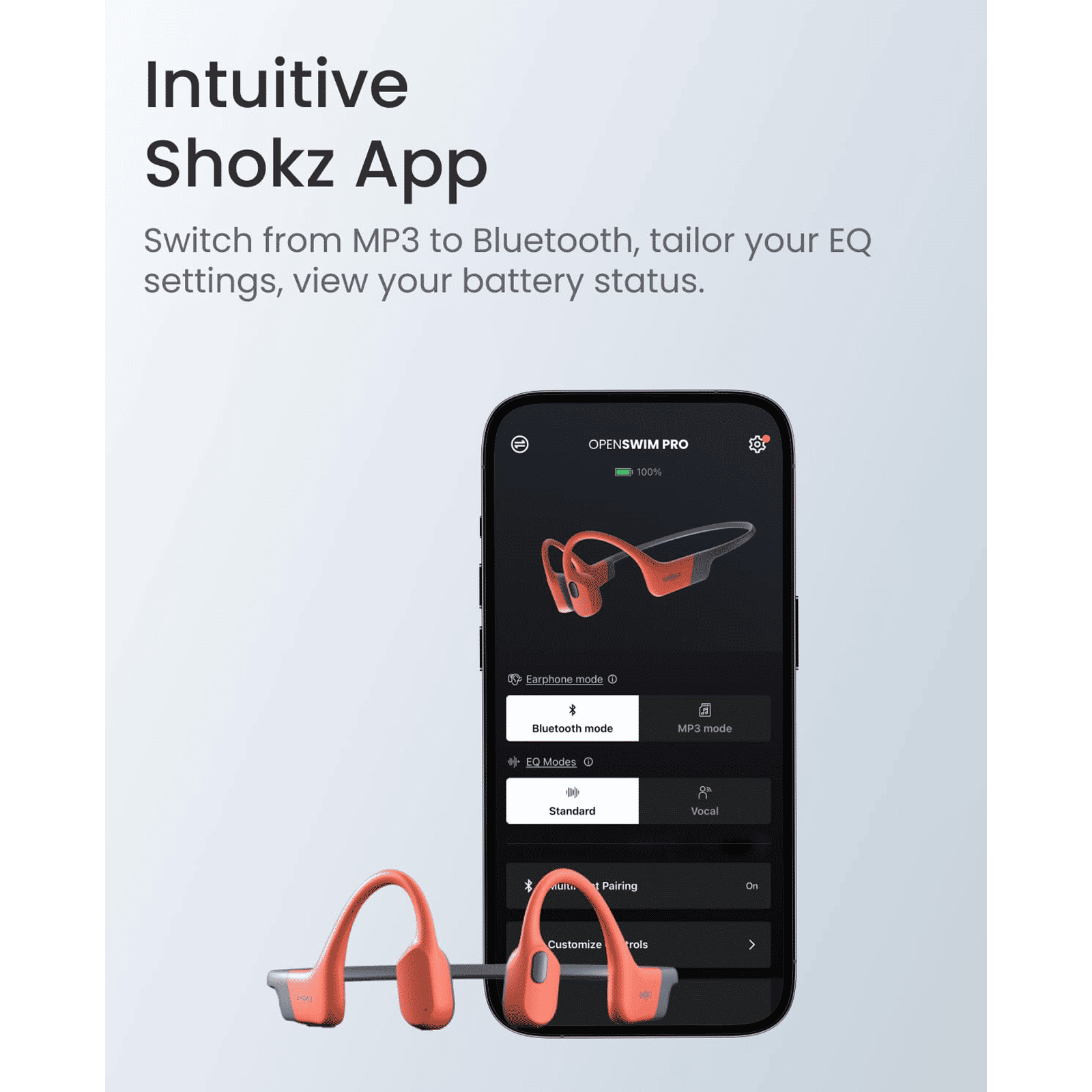SHOKZ OpenSwim Pro Bone Conduction Bluetooth Headphone with Environmental Noise Cancellation (IP68 Waterproof, Built For Swimming, Red) SHOKZ OpenSwim Pro Bone Conduction Bluetooth Headphone with Environmental Noise Cancellation (IP68 Waterproof, Built For Swimming, Red)_8