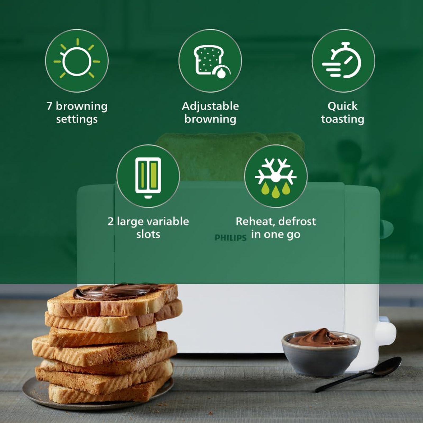 PHILIPS HD4815/28 800W 2 Slice Pop-Up Toaster with 7 Level Browning Controls (White)_5