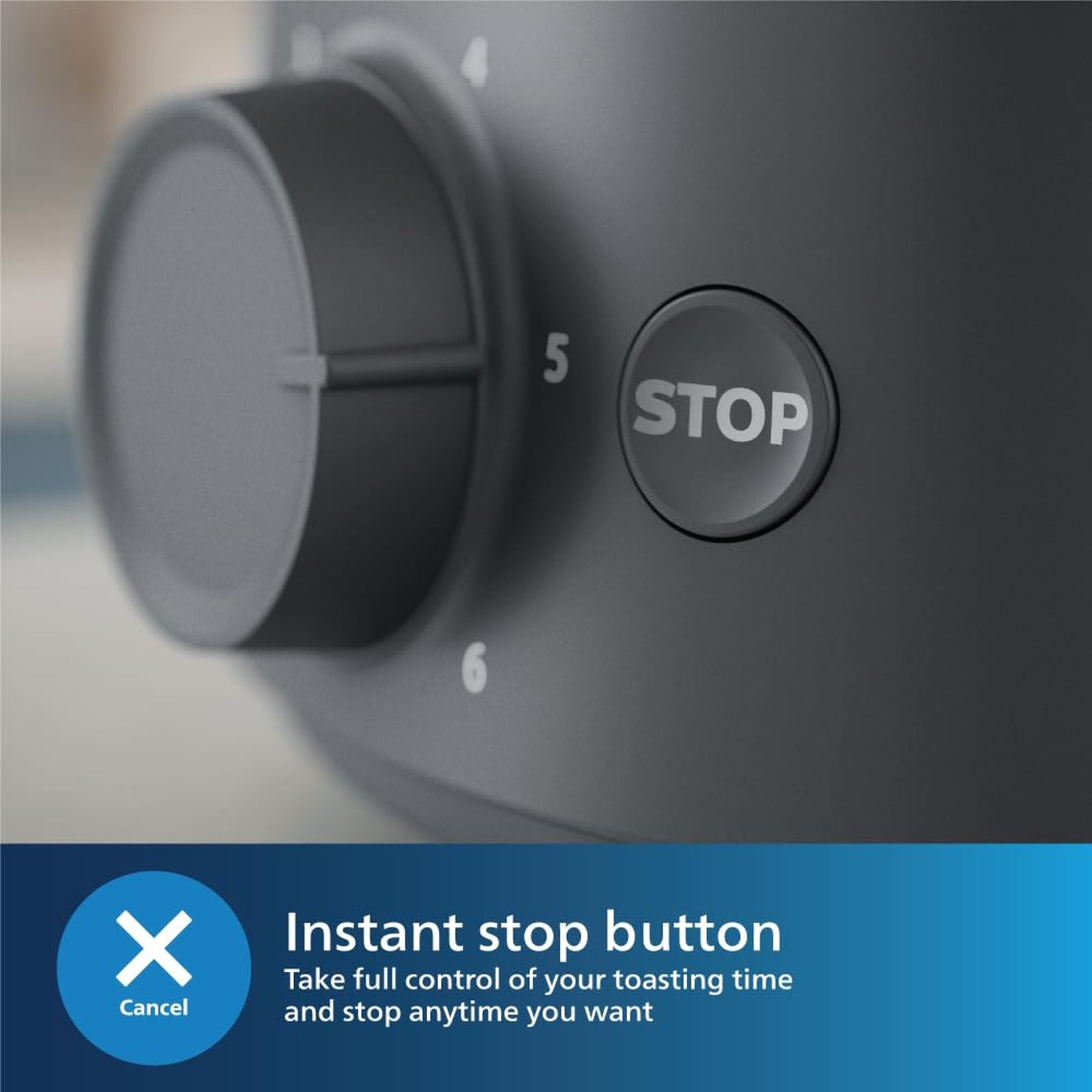 PHILIPS Essentials Collection 1000 Series 650W 2 Slice Pop-Up Toaster with 6 Level Browning Controls (Charcoal Grey) PHILIPS Essentials Collection 1000 Series 650W 2 Slice Pop-Up Toaster with 6 Level Browning Controls (Charcoal Grey)_5