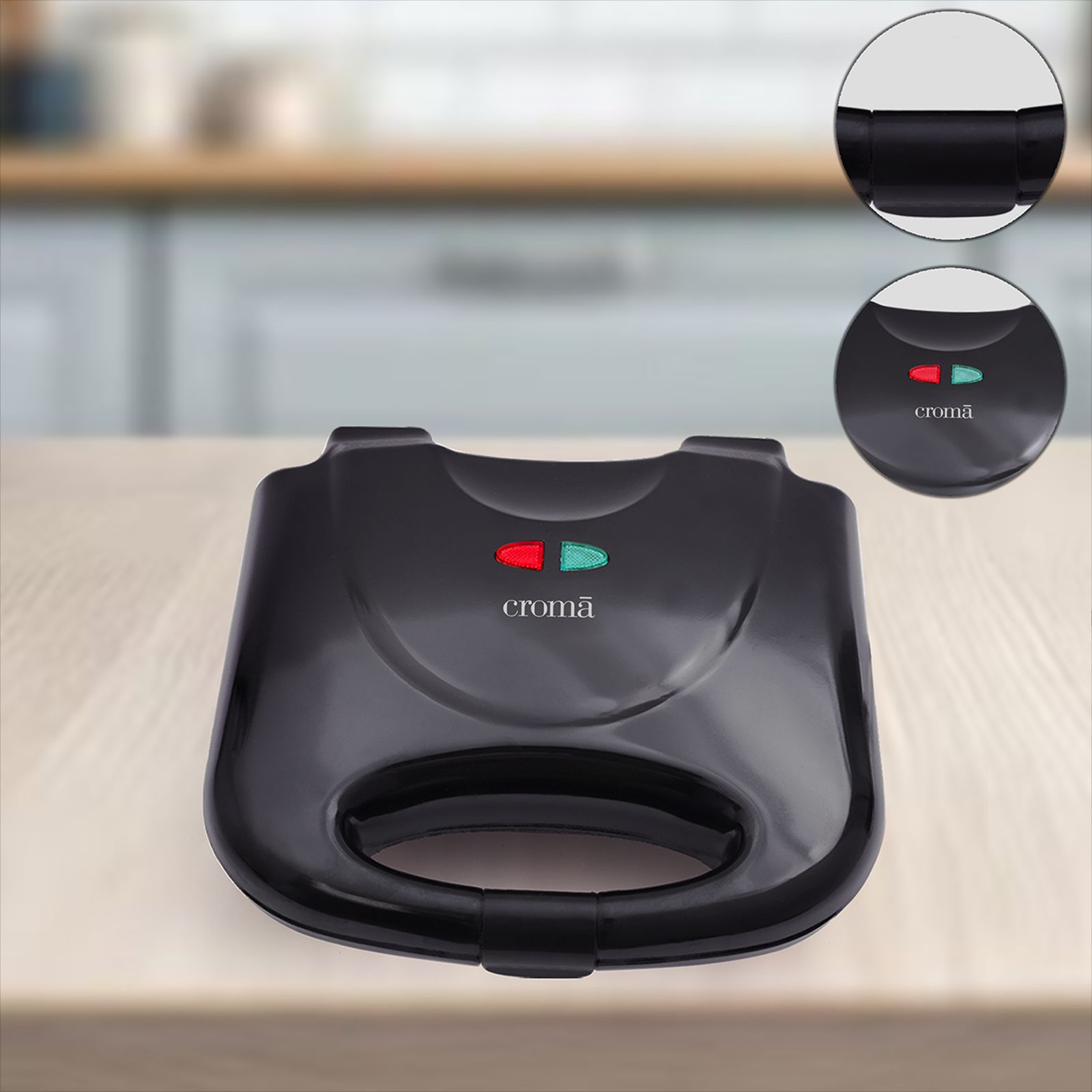 Croma 750W 2 Slice Sandwich Maker with Thermostatically Controlled Heating Element (Black) Croma 750W 2 Slice Sandwich Maker with Thermostatically Controlled Heating Element (Black)_2