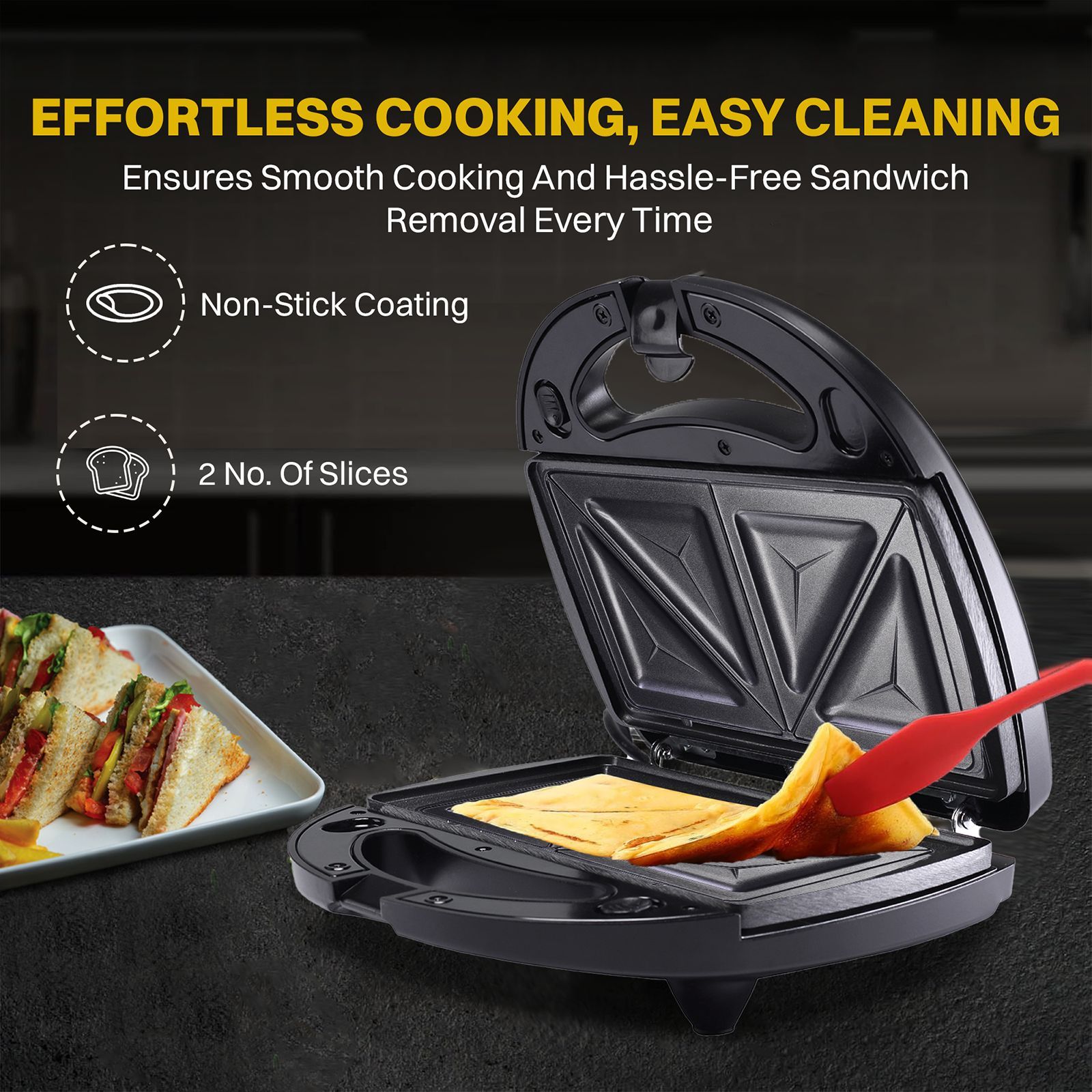 Croma AK6203 800W 2 Slice 3-in-1 Sandwich Maker with Automatic Operation (Black)_5