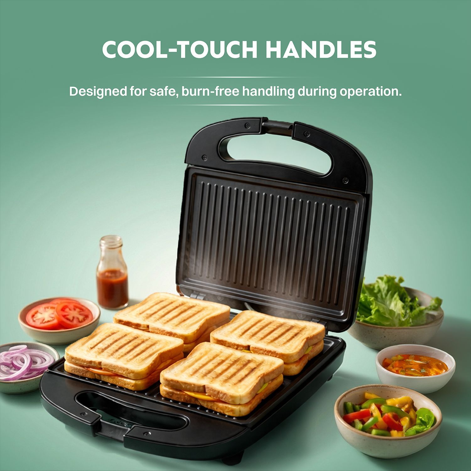 Croma AK6204 1500W 4 Slice Sandwich Maker with Auto Shut Off (Black)_6