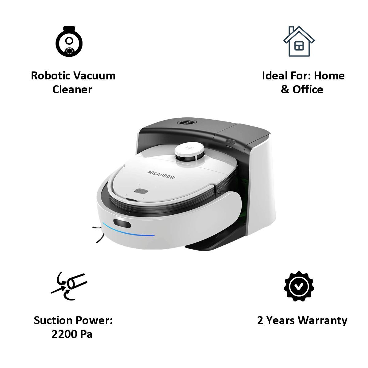 MILAGROW iMap 55 Watt Robotic Vacuum Cleaner (1000 ml, Venii Max, White)_7