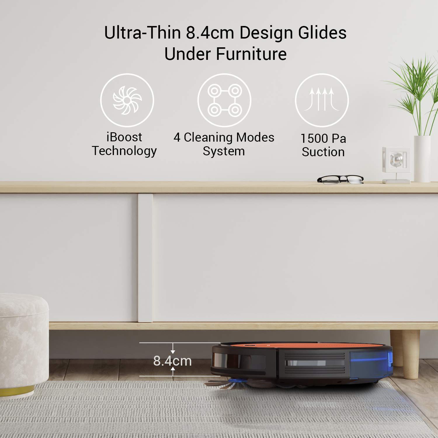 MILAGROW 24 Watts Robotic Vacuum Cleaner (0.6 Litres Tank, Red Hawk-21, Red)_6