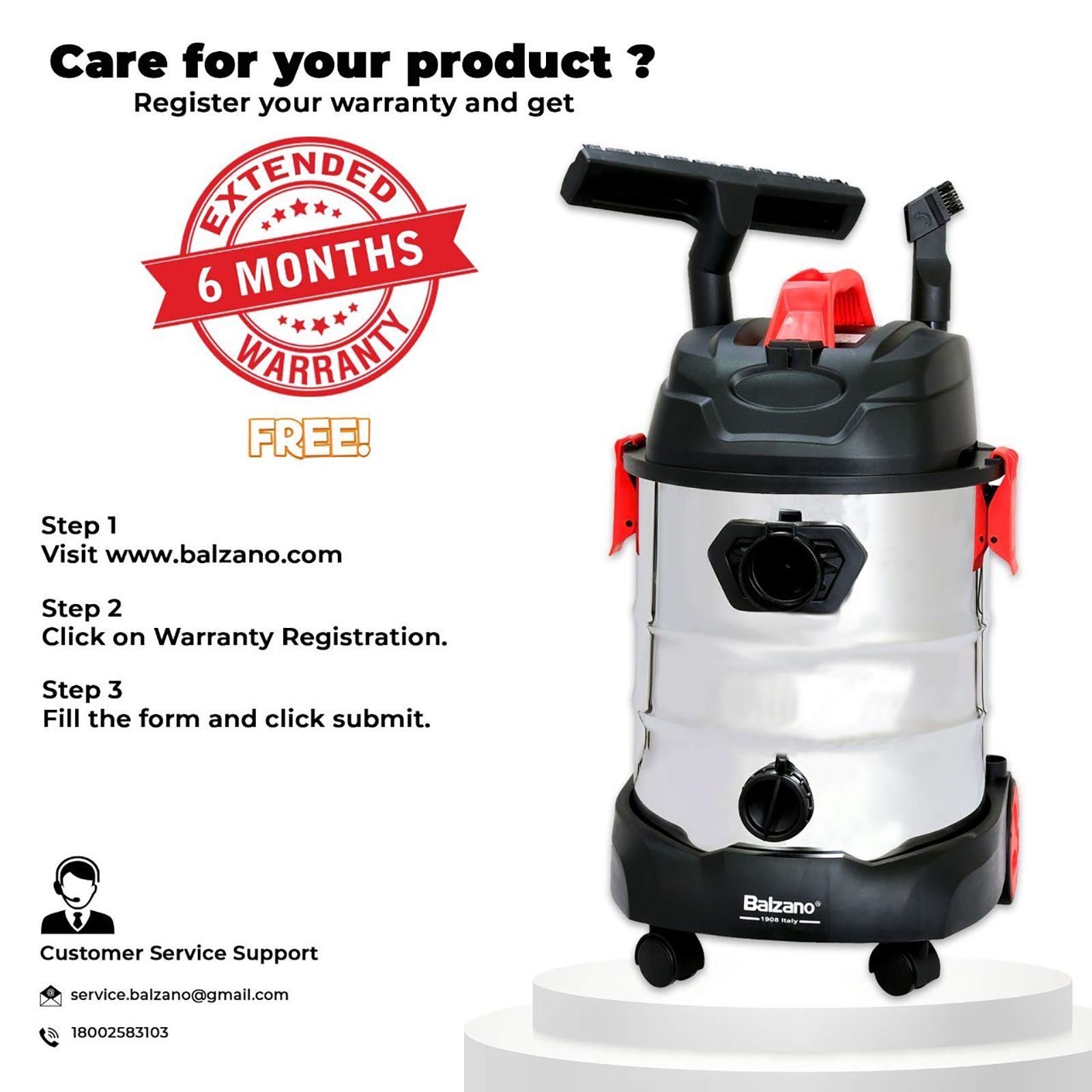 Balzano 1600 Watts Wet and Dry Vacuum Cleaner (25 Litres, K606, Silver)_9