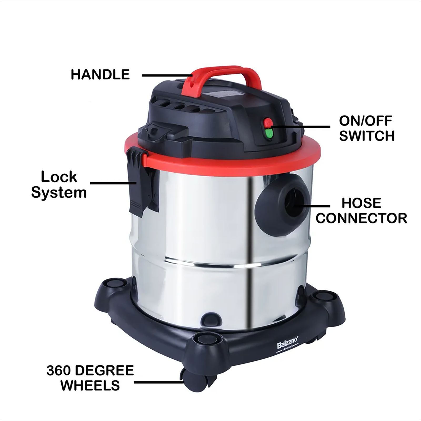 Balzano 1200 Watts Wet and Dry Vacuum Cleaner (20 Litres, K-411F/1200, Silver)_3