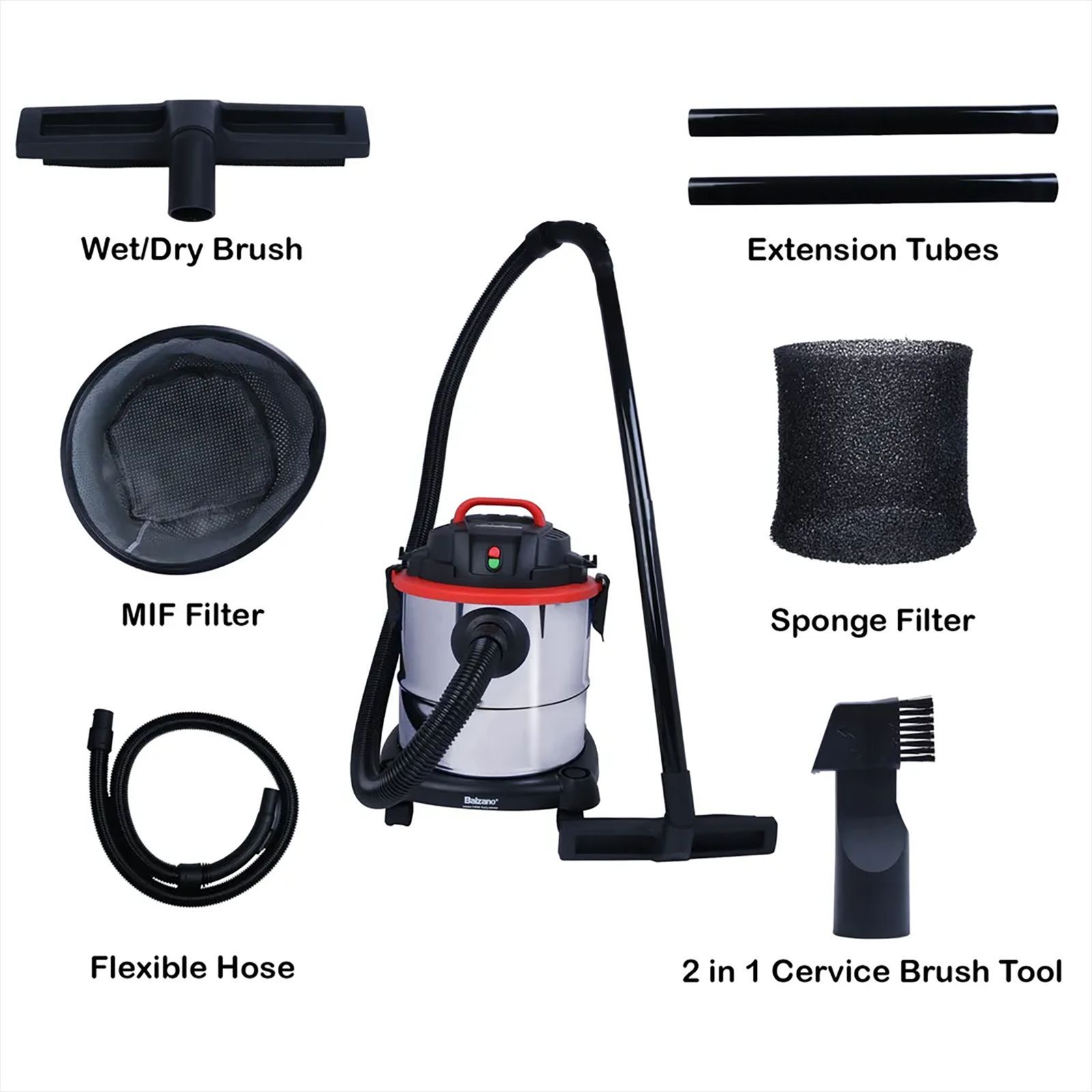 Balzano 1200 Watts Wet and Dry Vacuum Cleaner (20 Litres, K-411F/1200, Silver)_4