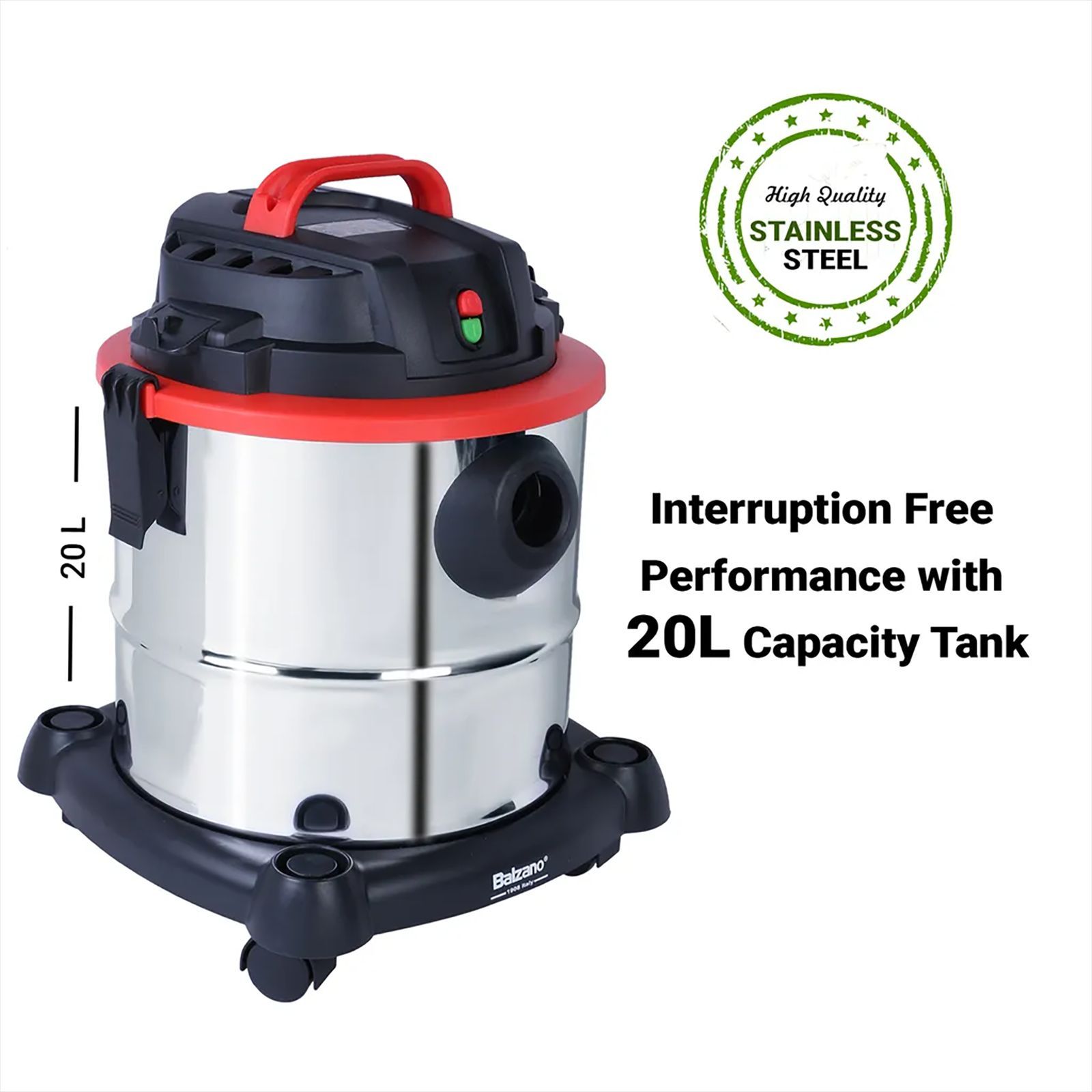 Balzano 1200 Watts Wet and Dry Vacuum Cleaner (20 Litres, K-411F/1200, Silver)_6