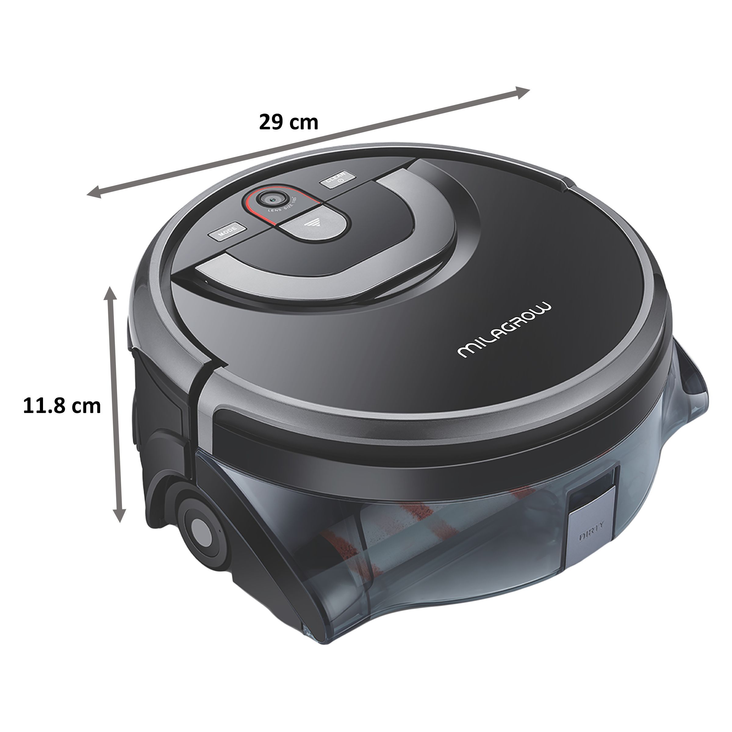 MILAGROW AguaBot 21 11.4 Watts Robotic Vacuum Cleaner (0.9 Litres Tank, MGRV25, Black/Silver)_2