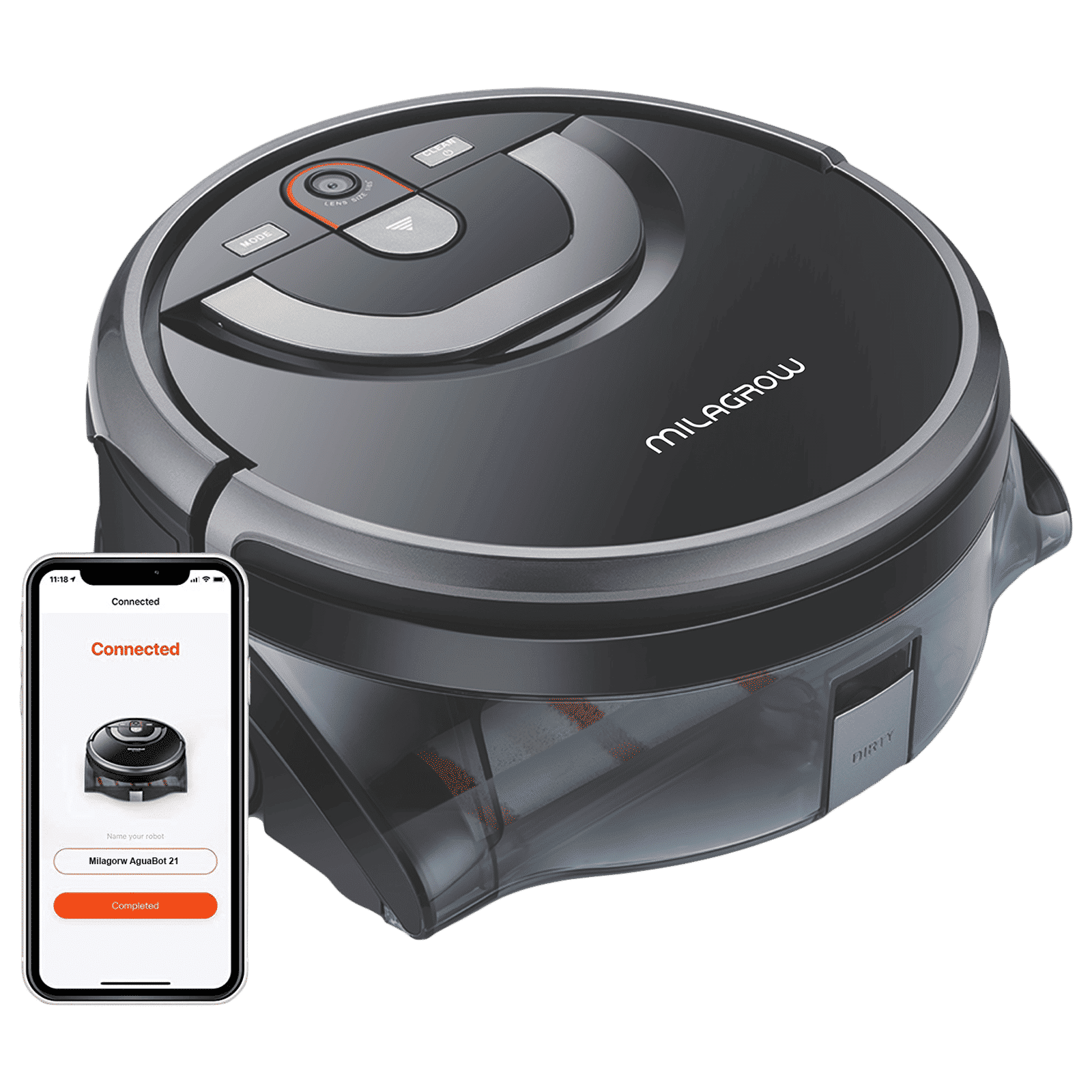 MILAGROW AguaBot 21 11.4 Watts Robotic Vacuum Cleaner (0.9 Litres Tank, MGRV25, Black/Silver)_7