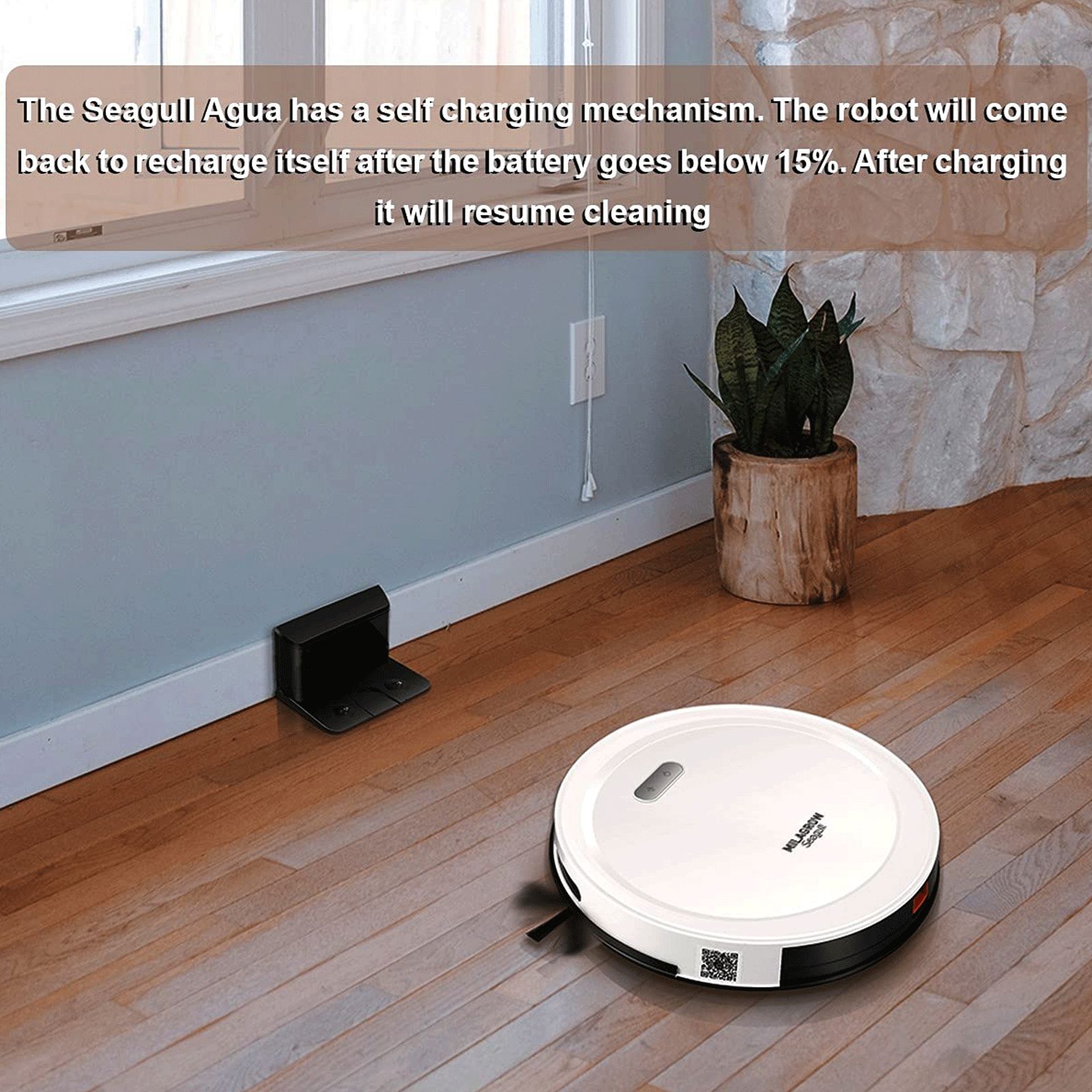 MILAGROW Seagull Agua 30 Watts Robotic Vacuum Cleaner (0.55 Litres Tank, White)_6